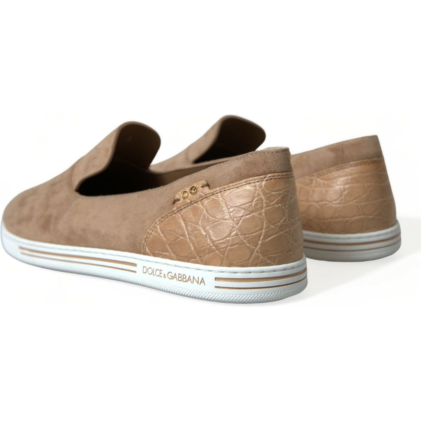 Dolce & Gabbana Elegant Beige Leather Loafers Dolce & Gabbana Rosy Brown