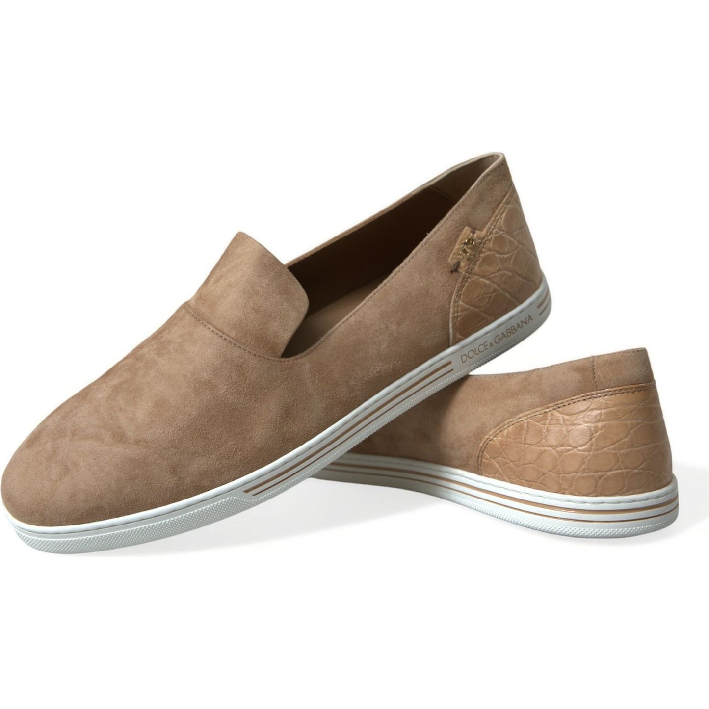 Dolce & Gabbana Elegant Beige Leather Loafers Dolce & Gabbana Dim Gray