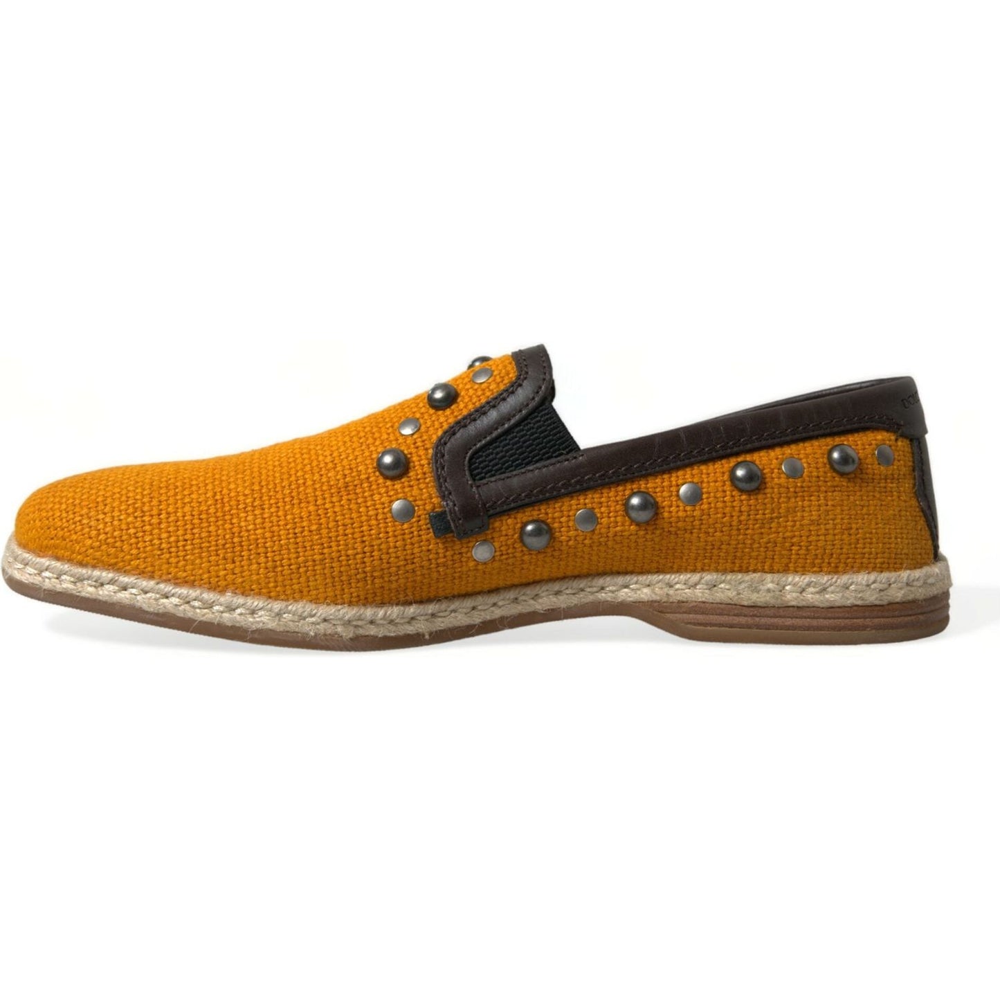 Dolce & Gabbana Exclusive Orange Canvas Loafers with Studs Dolce & Gabbana Sienna