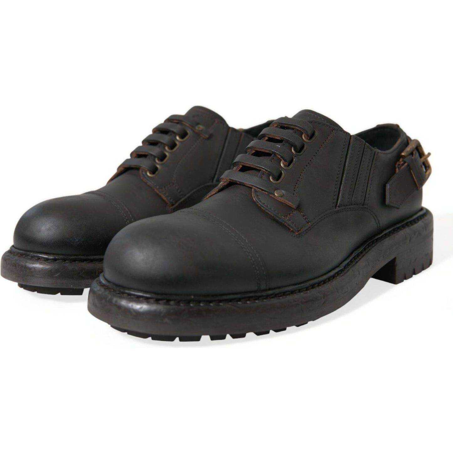 Dolce & Gabbana Elegant Mens Leather Derby Dress Shoes Dolce & Gabbana Dark Slate Gray