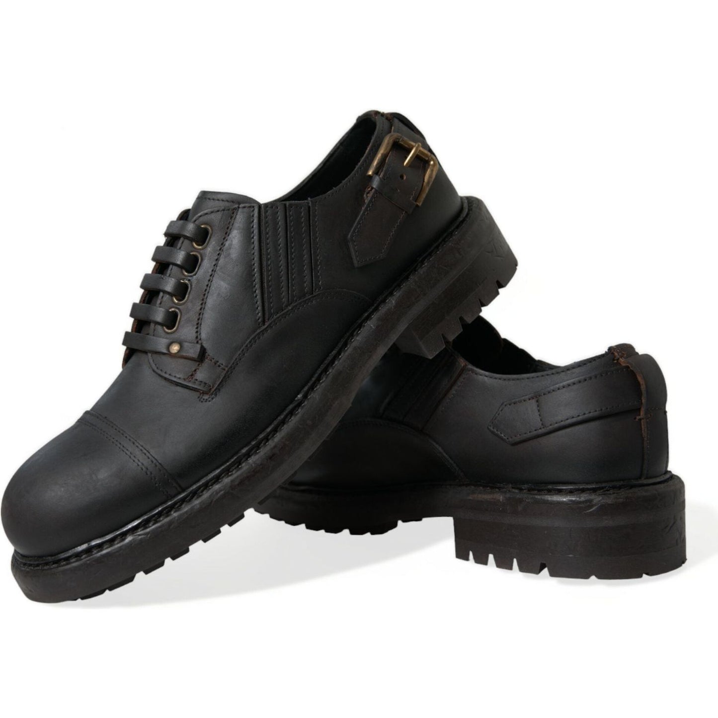 Dolce & Gabbana Elegant Mens Leather Derby Dress Shoes Dolce & Gabbana Dark Slate Gray