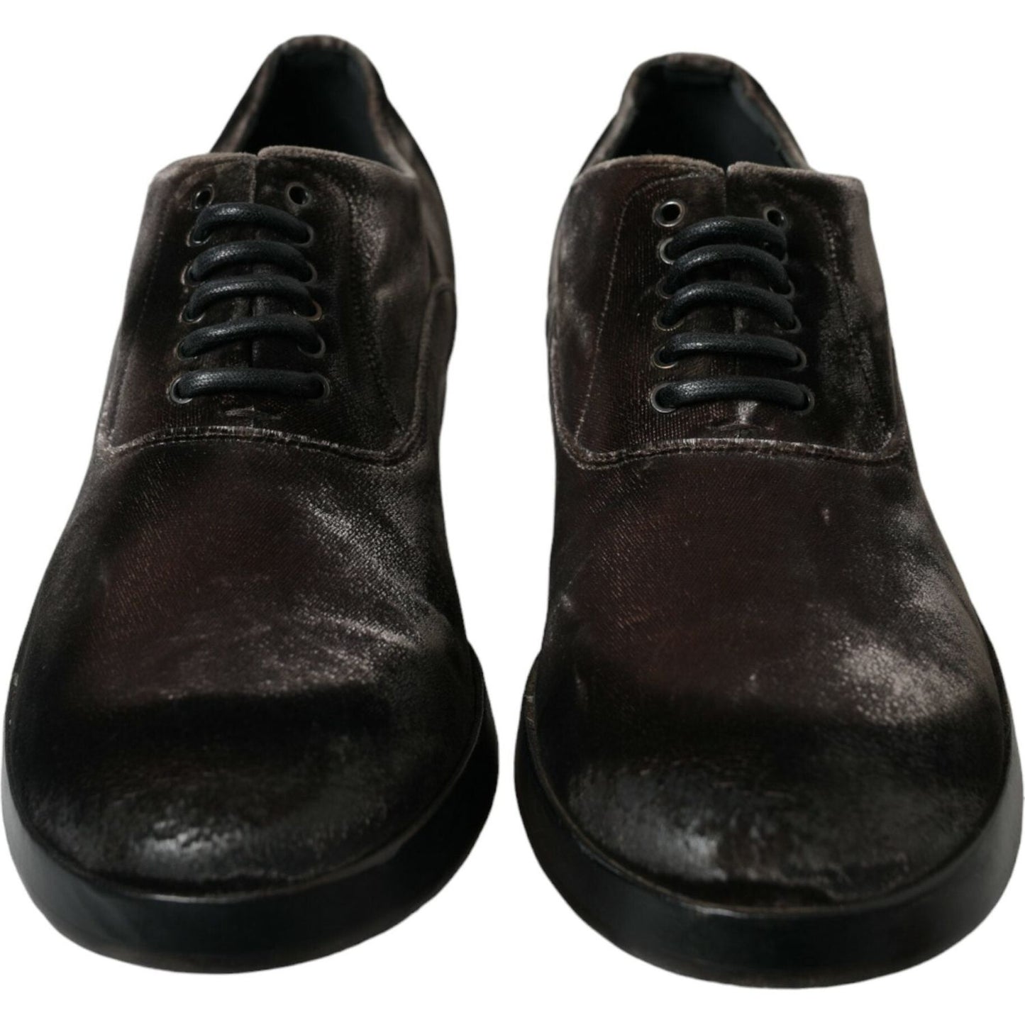 Dolce & Gabbana Elegant Brown Velvet Oxford Lace-up Shoes Dolce & Gabbana Black