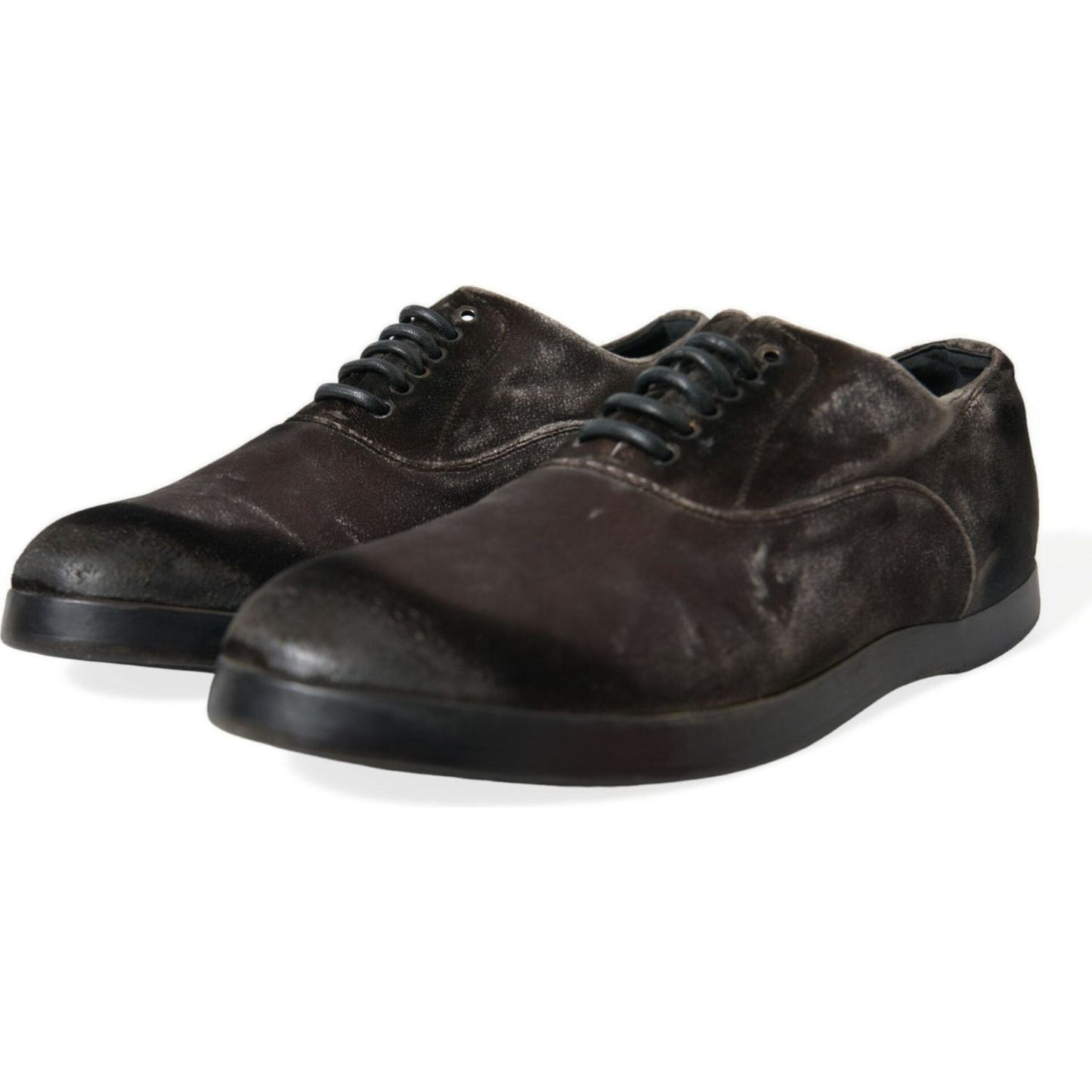 Dolce & Gabbana Elegant Brown Velvet Oxford Lace-up Shoes Dolce & Gabbana Dark Slate Gray