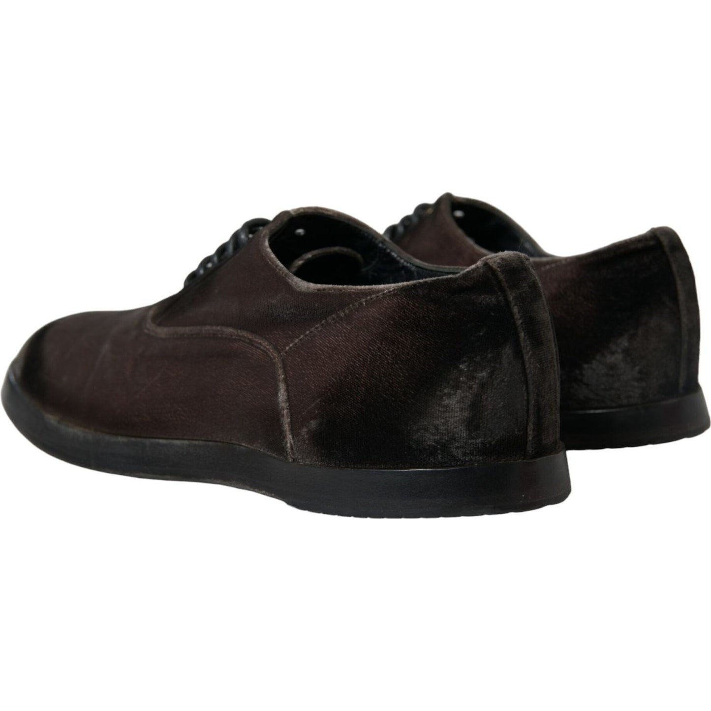 Dolce & Gabbana Elegant Brown Velvet Oxford Lace-up Shoes Dolce & Gabbana Black