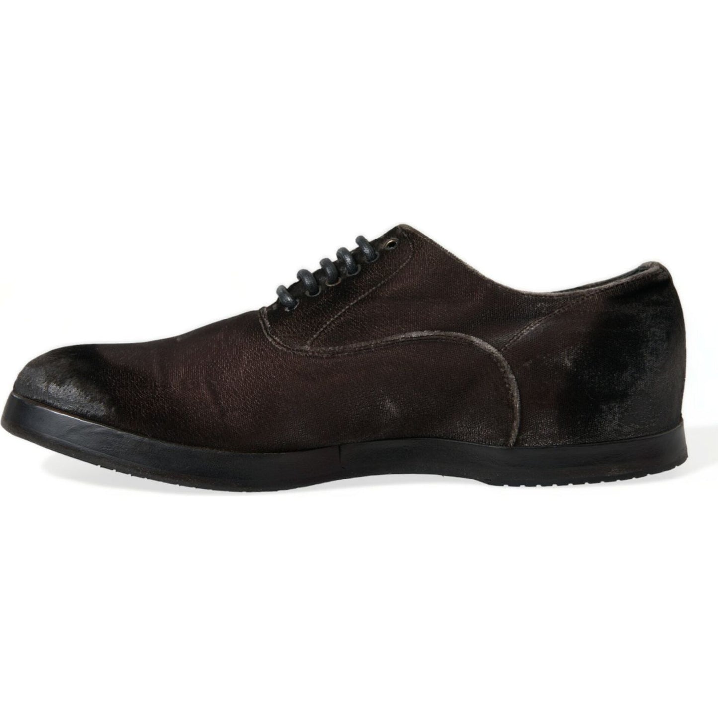Dolce & Gabbana Elegant Brown Velvet Oxford Lace-up Shoes Dolce & Gabbana Black