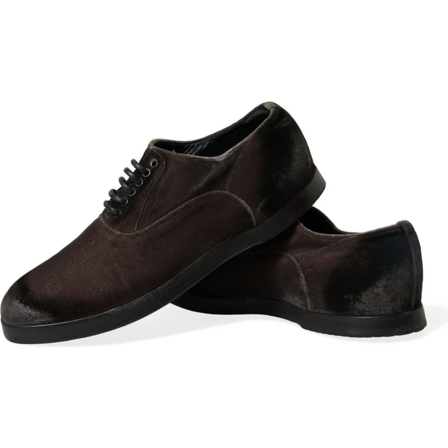 Dolce & Gabbana Elegant Brown Velvet Oxford Lace-up Shoes Dolce & Gabbana Black