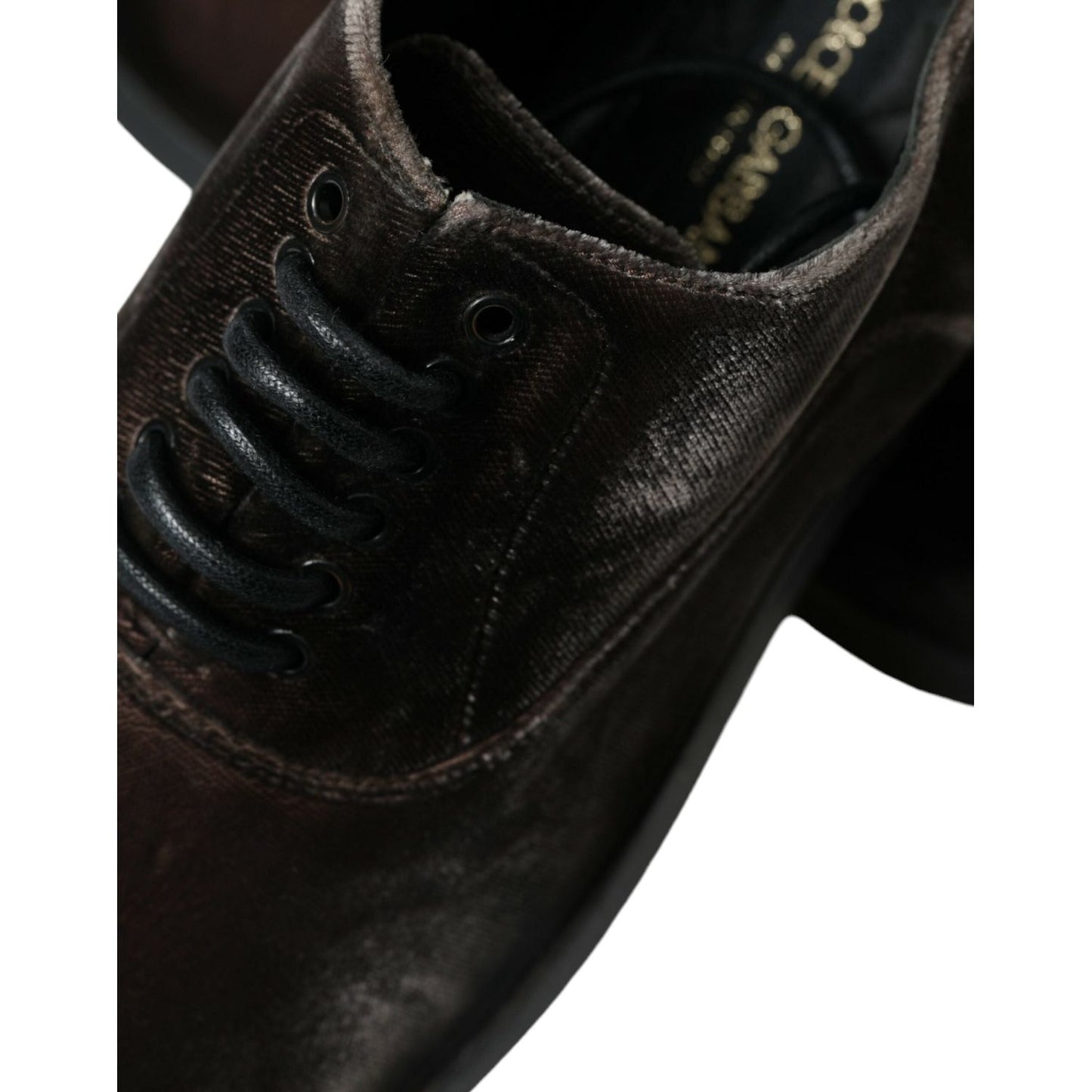 Dolce & Gabbana Elegant Brown Velvet Oxford Lace-up Shoes Dolce & Gabbana Black