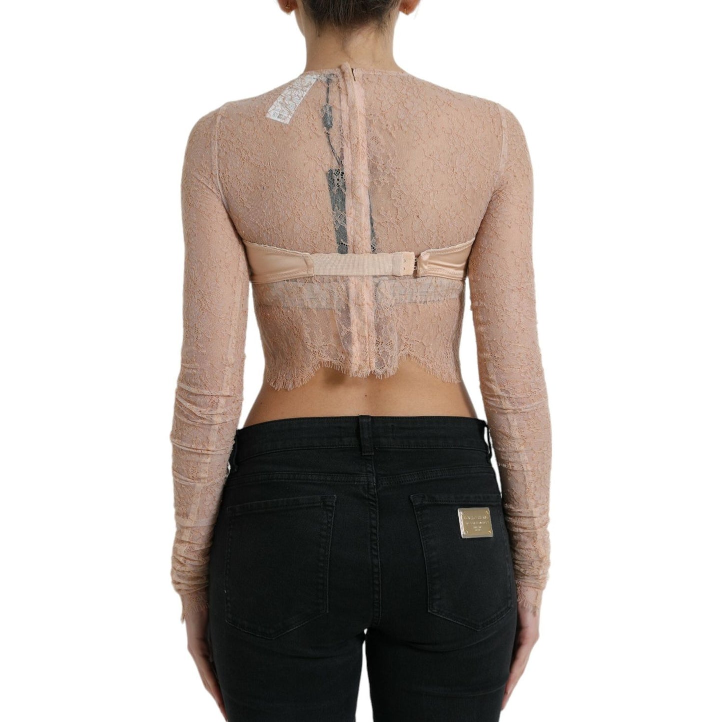 Dolce & Gabbana Elegant Lace Bustier Cropped Top Dolce & Gabbana Rosy Brown