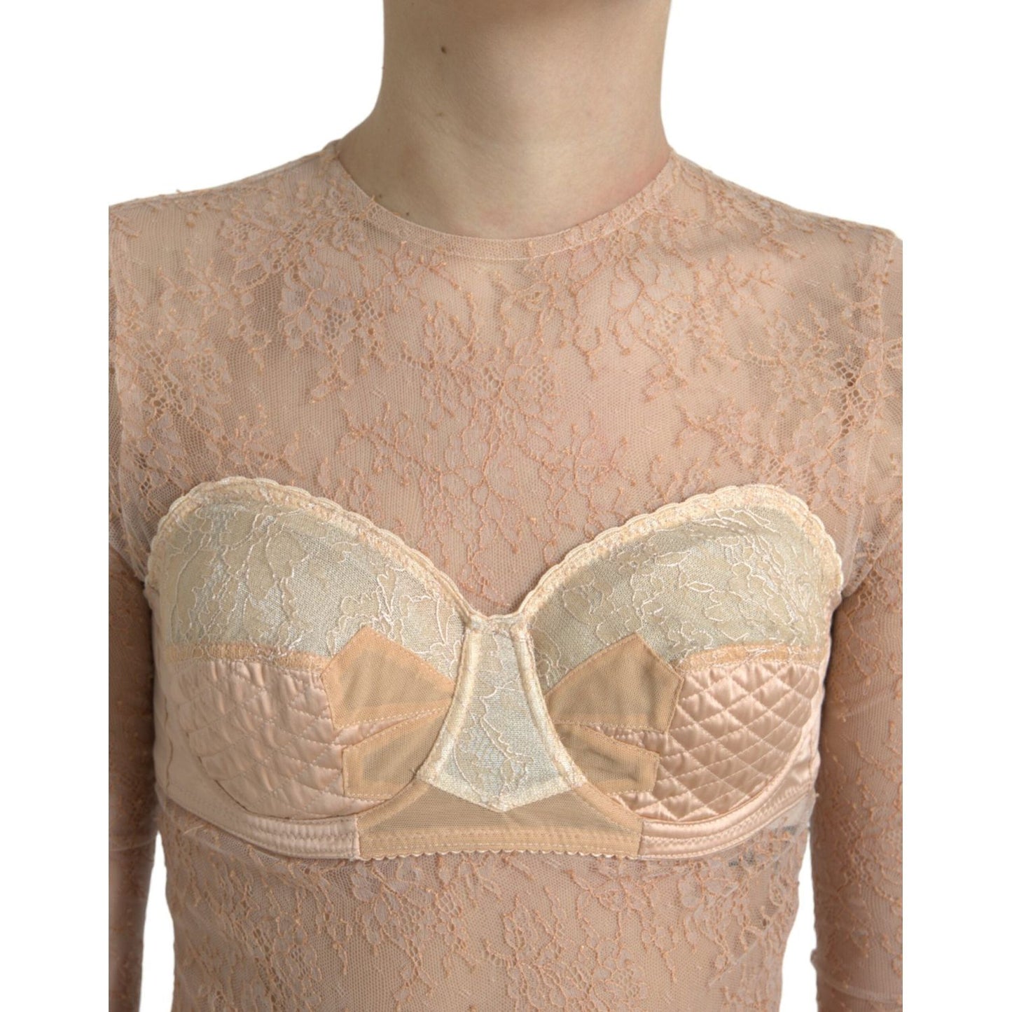 Dolce & Gabbana Elegant Lace Bustier Cropped Top Dolce & Gabbana Rosy Brown