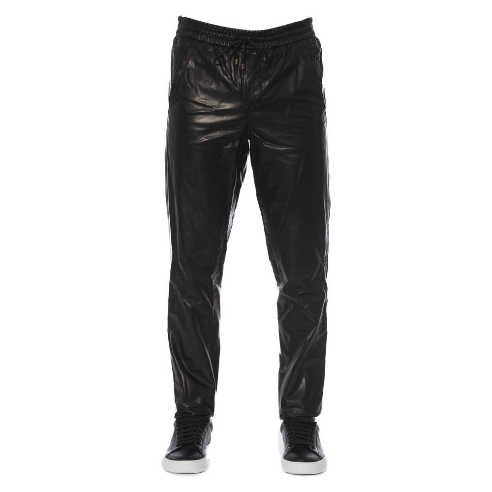 Trussardi Black Leather Men's Trousers Trussardi Dark Slate Gray