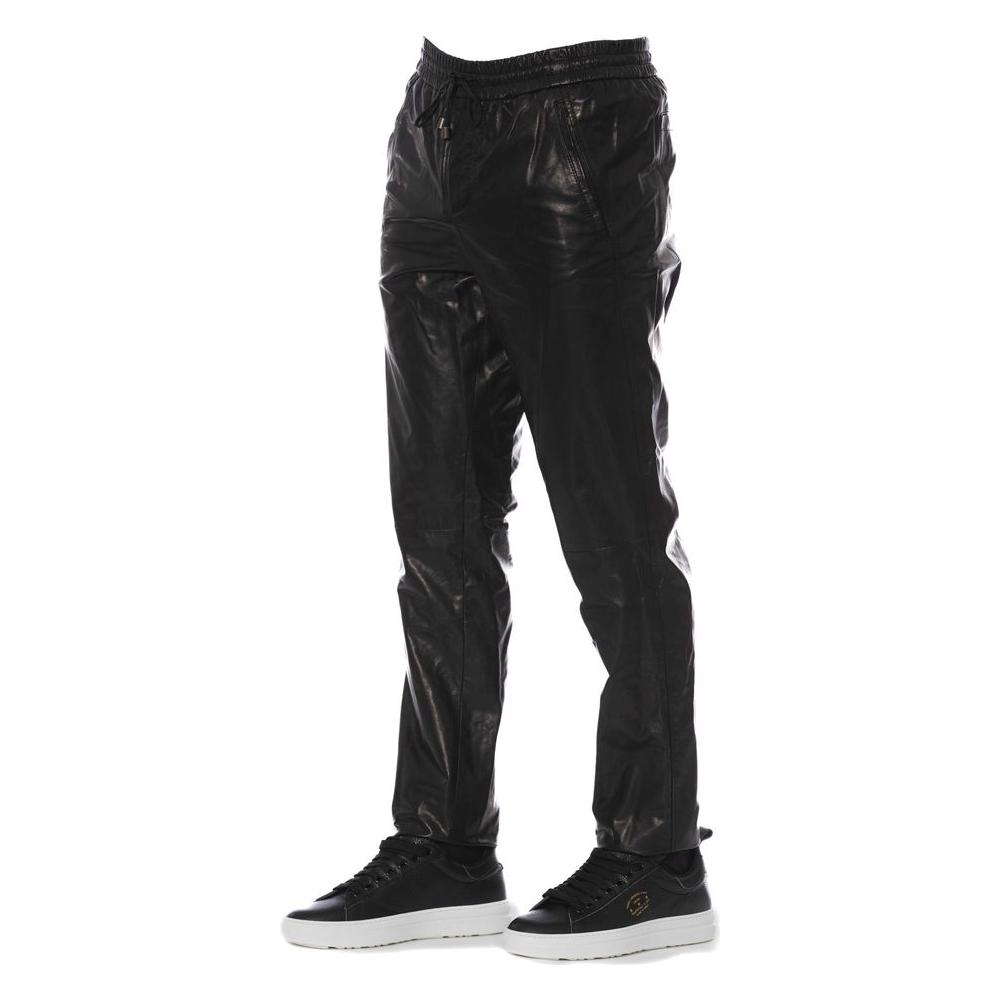 Trussardi Black Leather Men's Trousers Trussardi Dark Slate Gray