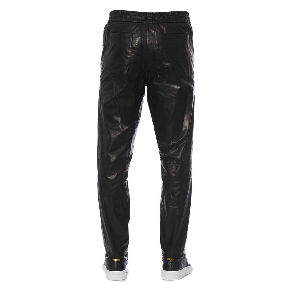 Trussardi Black Leather Men's Trousers Trussardi Dark Slate Gray