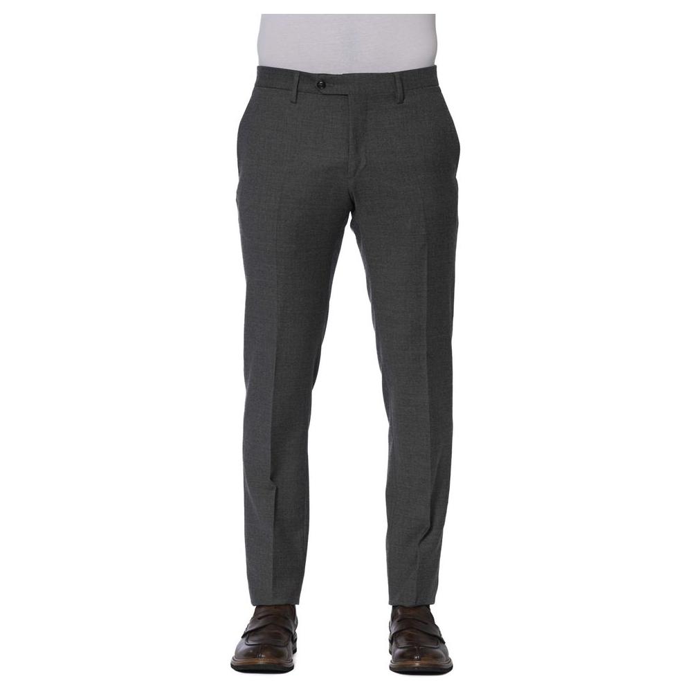 Trussardi Gray Wool Men Trousers Trussardi Dark Slate Gray