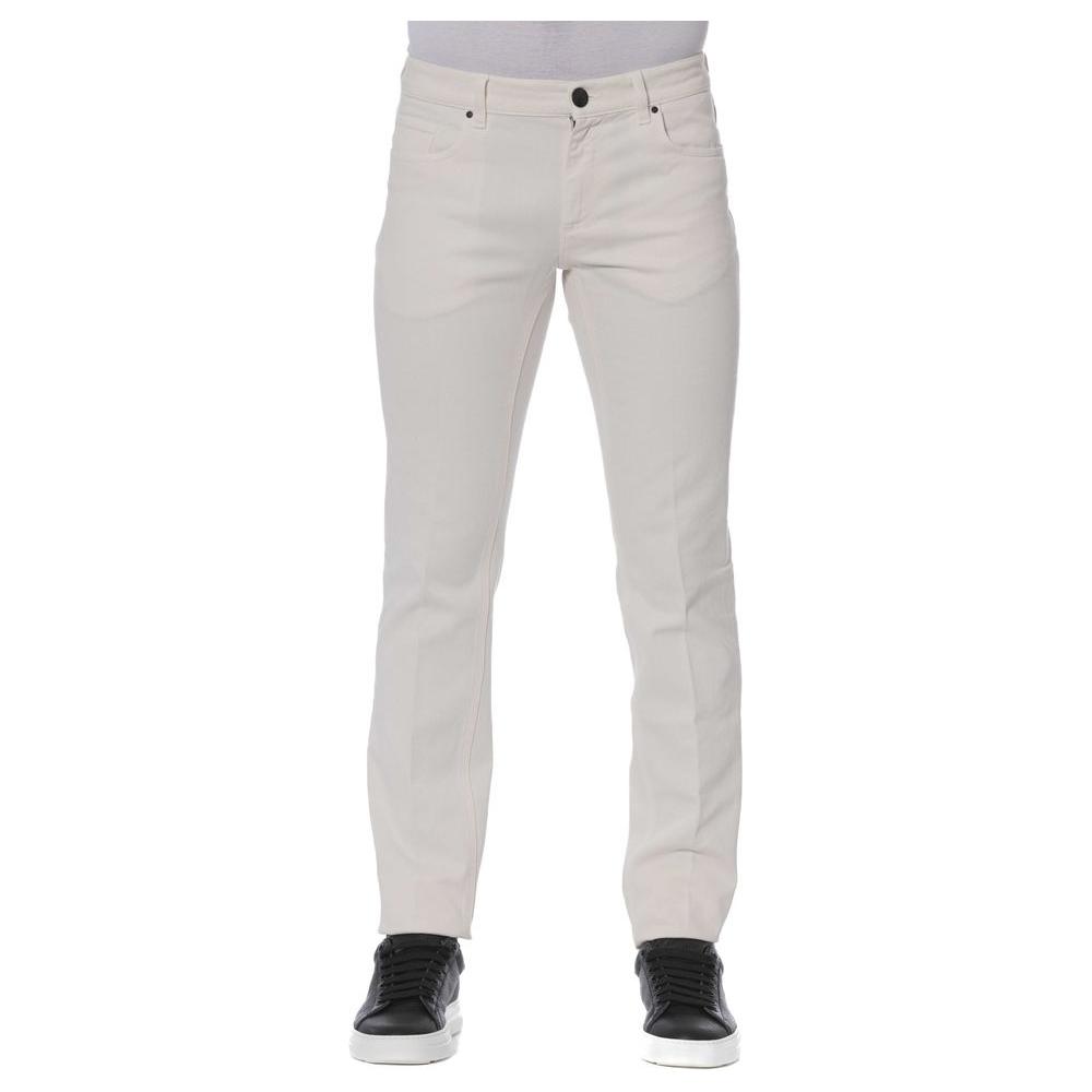 Trussardi White Cotton Men Jeans Trussardi Gray