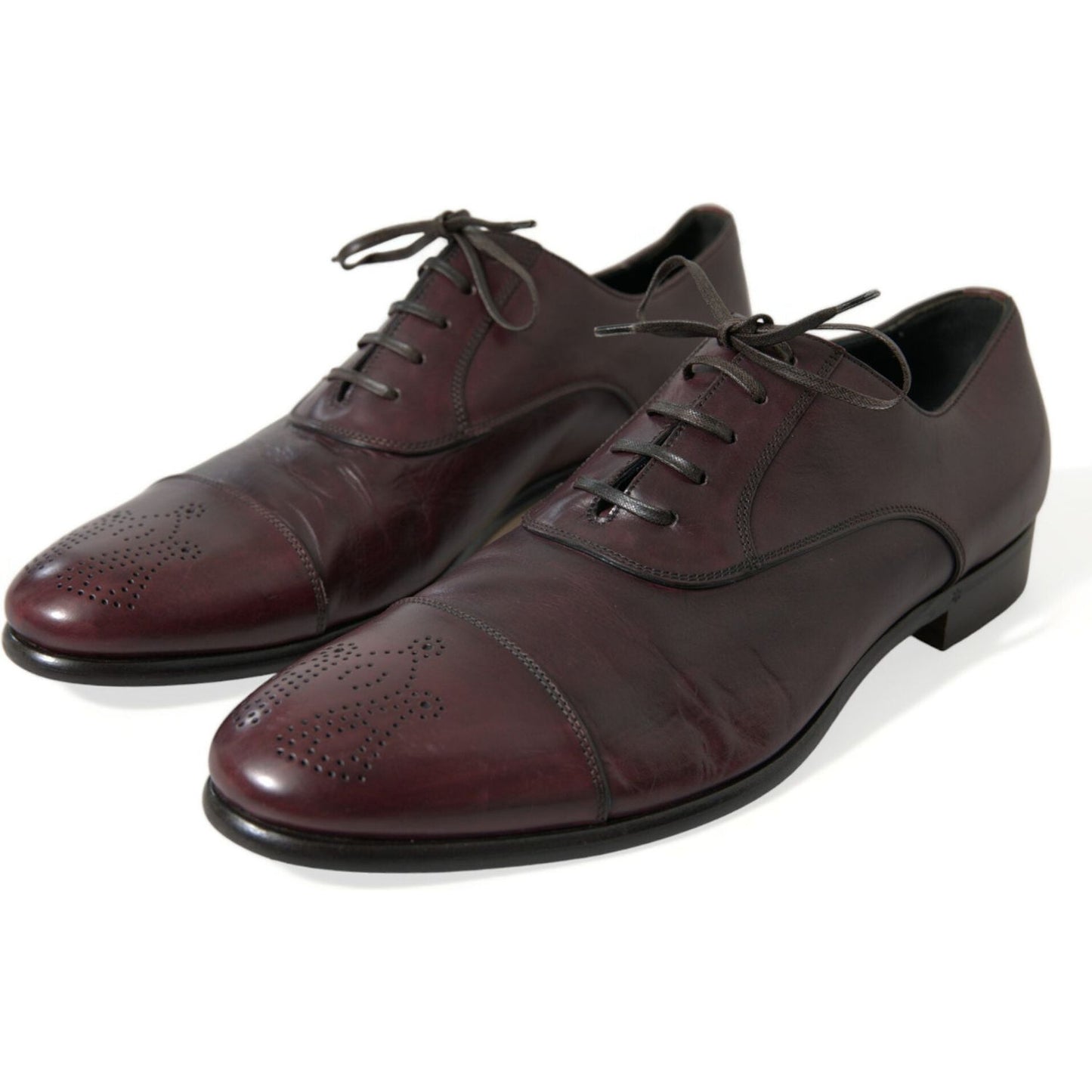 Dolce & Gabbana Elegant Burgundy Leather Derby Shoes Dolce & Gabbana Dark Slate Gray