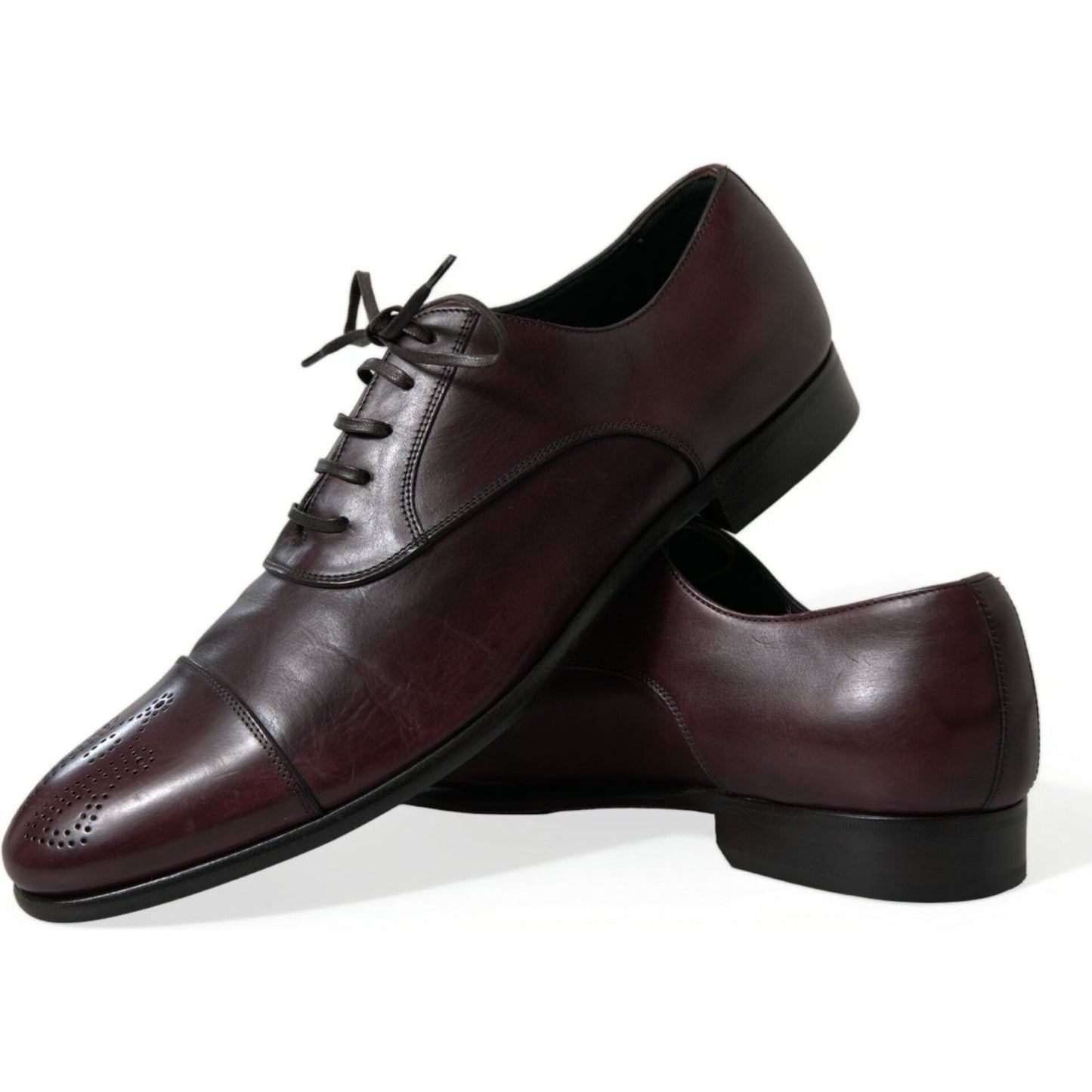 Dolce & Gabbana Elegant Burgundy Leather Derby Shoes Dolce & Gabbana Black