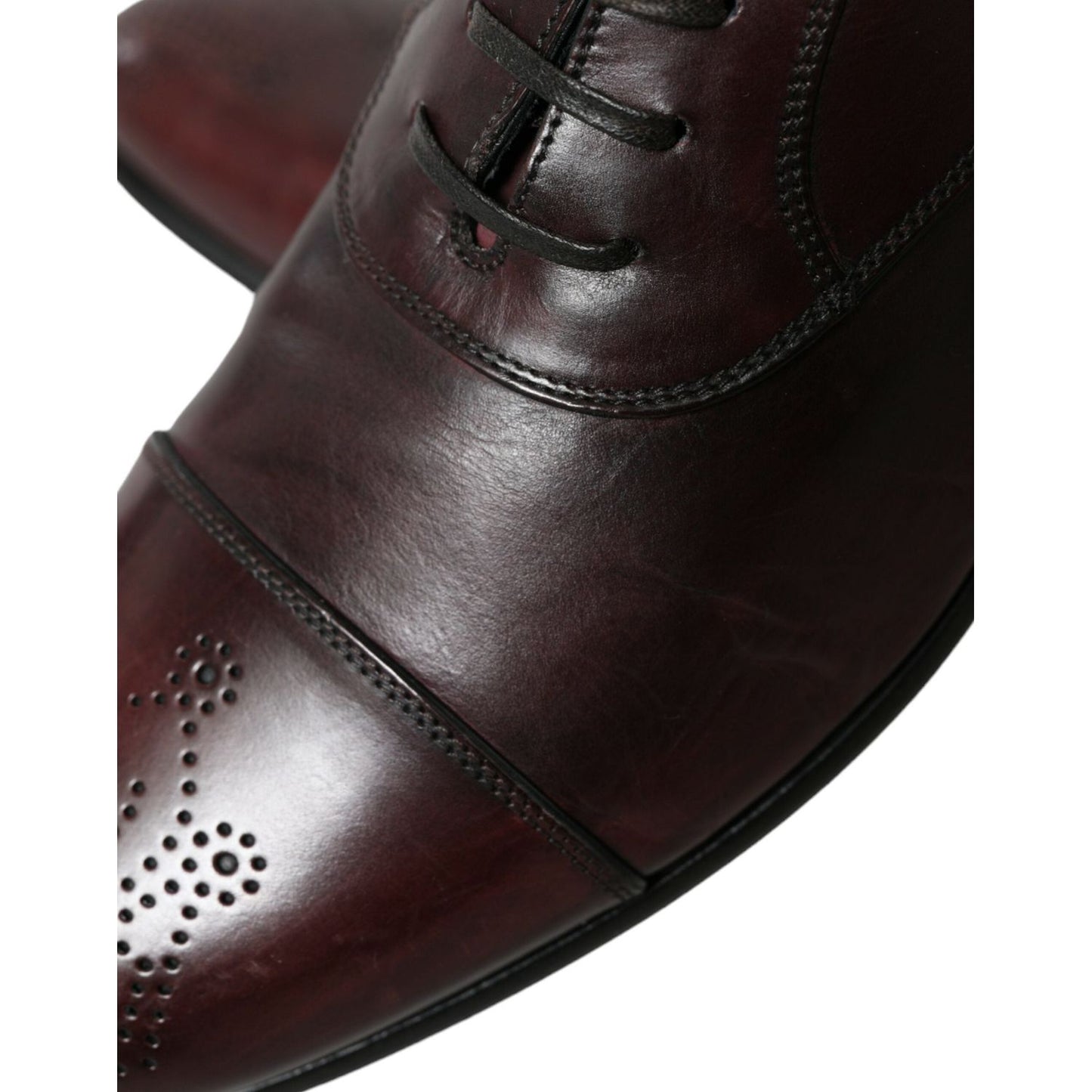 Dolce & Gabbana Elegant Burgundy Leather Derby Shoes Dolce & Gabbana Black