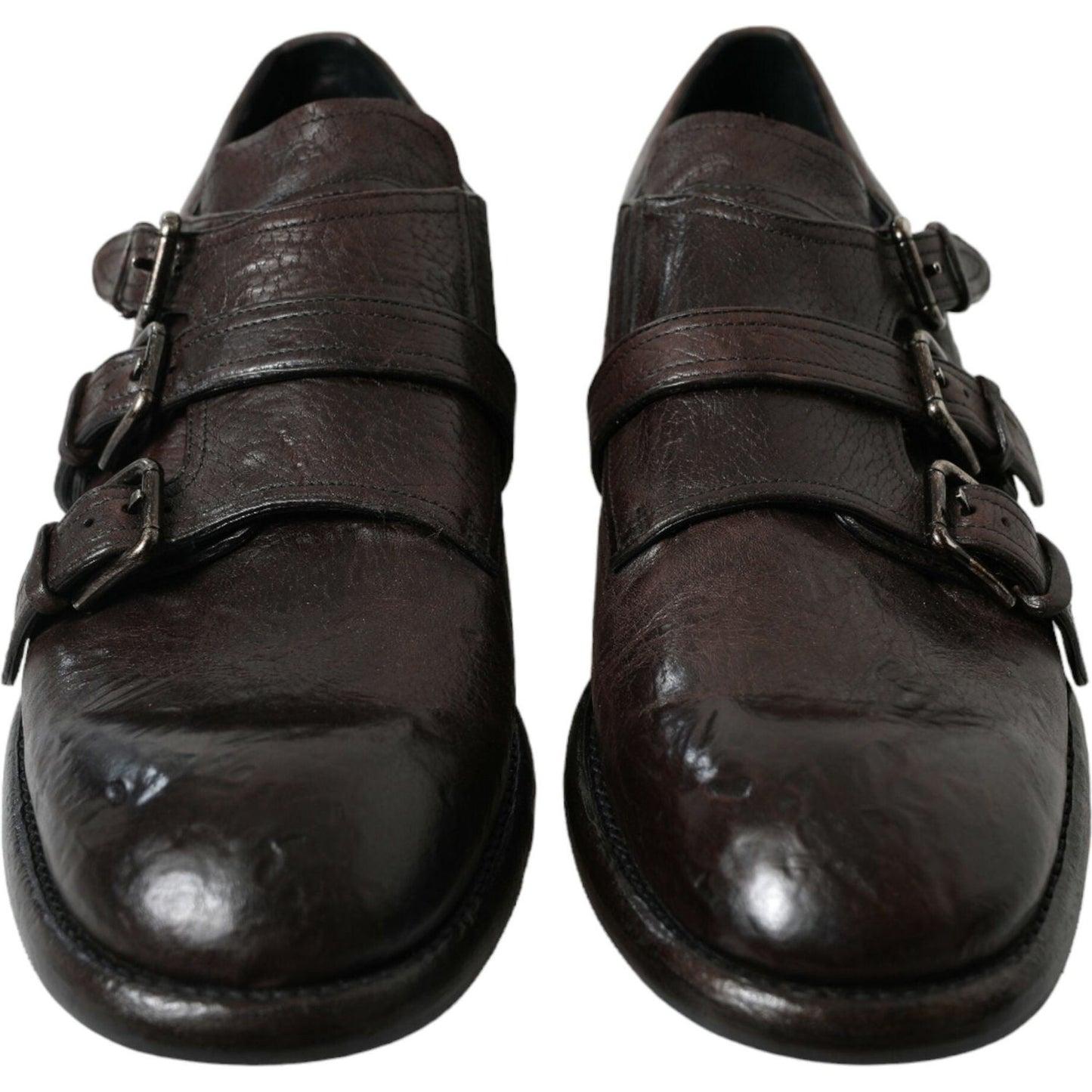 Dolce & Gabbana Elegant Triple Buckle Leather Dress Shoes Dolce & Gabbana Dark Slate Gray
