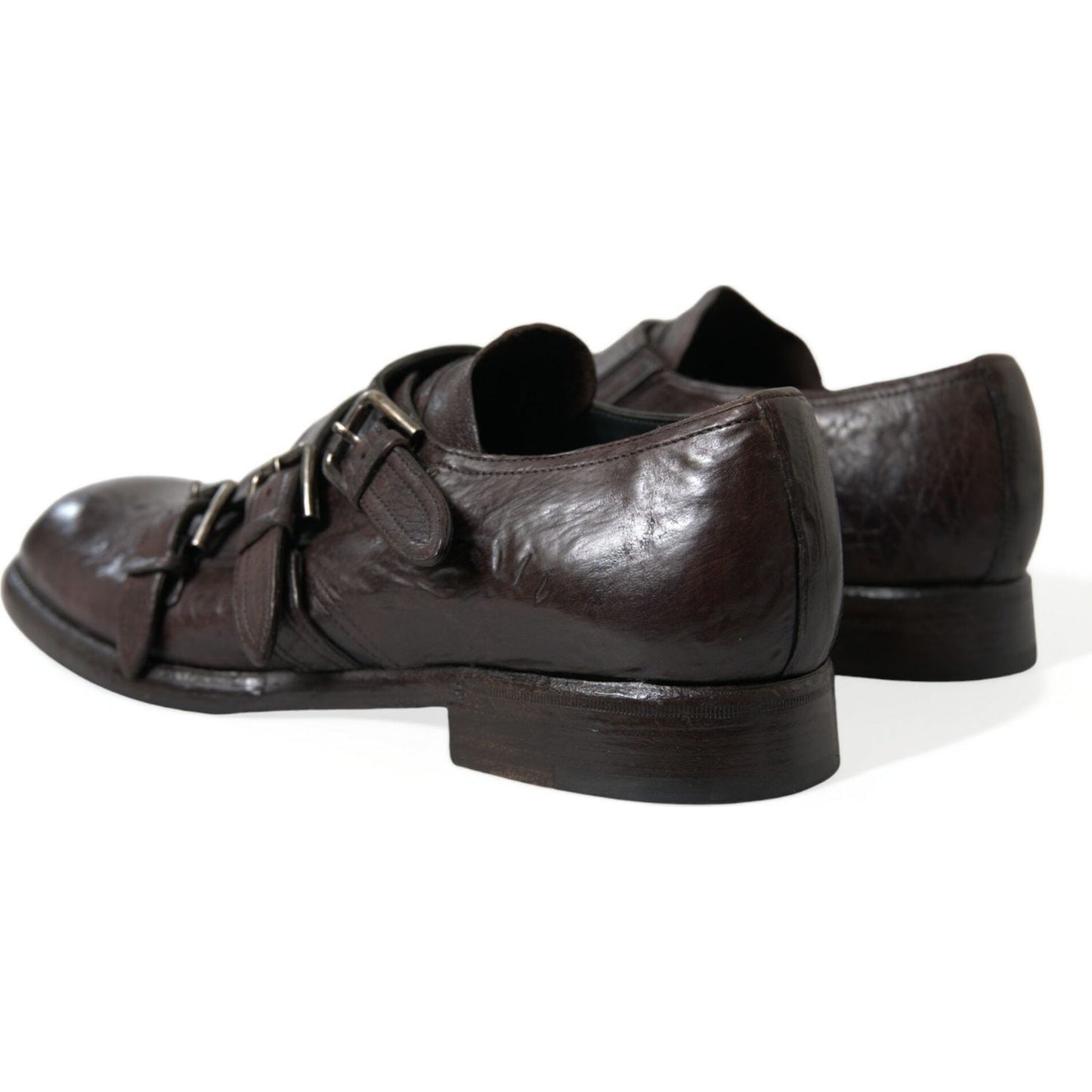 Dolce & Gabbana Elegant Triple Buckle Leather Dress Shoes Dolce & Gabbana Dark Slate Gray