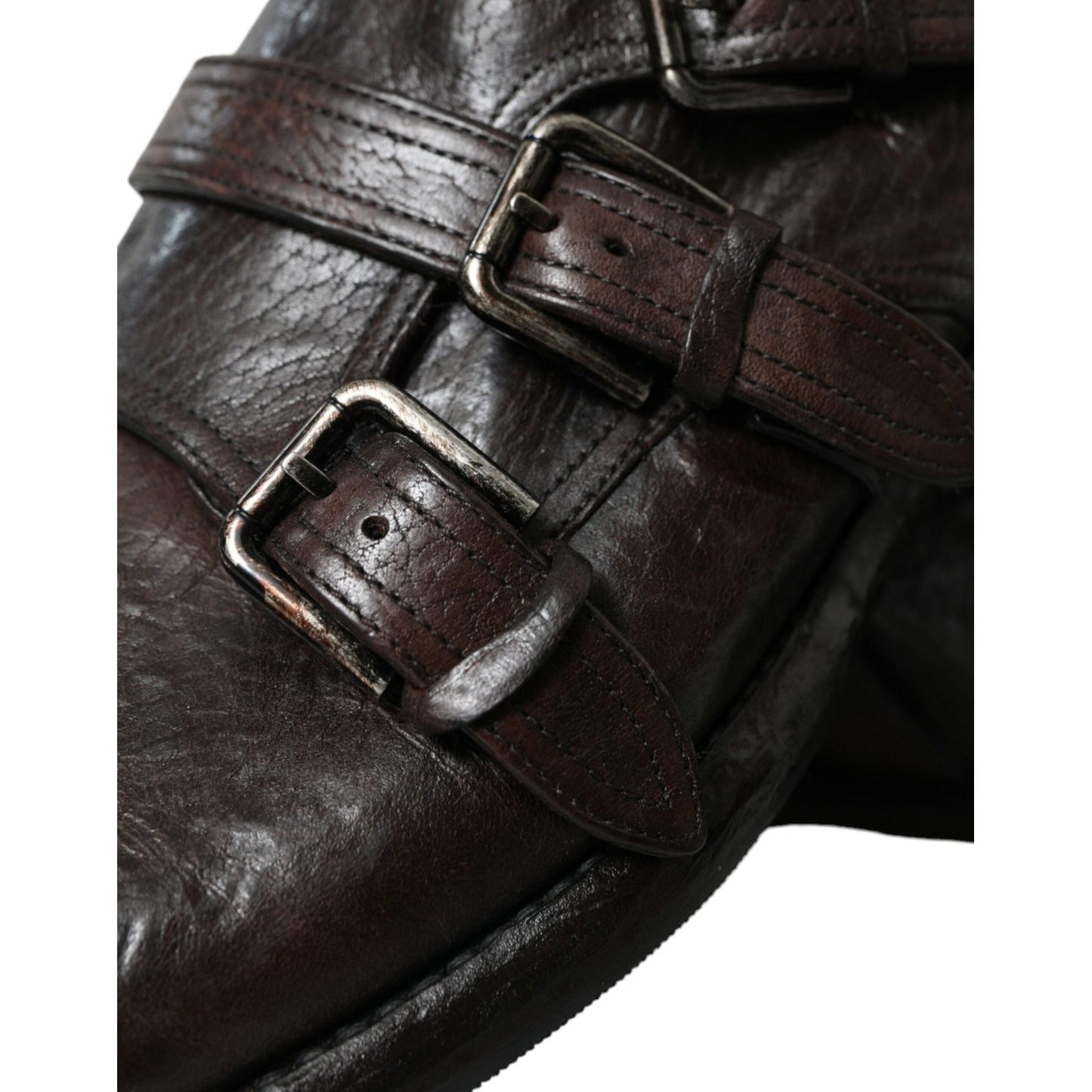 Dolce & Gabbana Elegant Triple Buckle Leather Dress Shoes Dolce & Gabbana Black