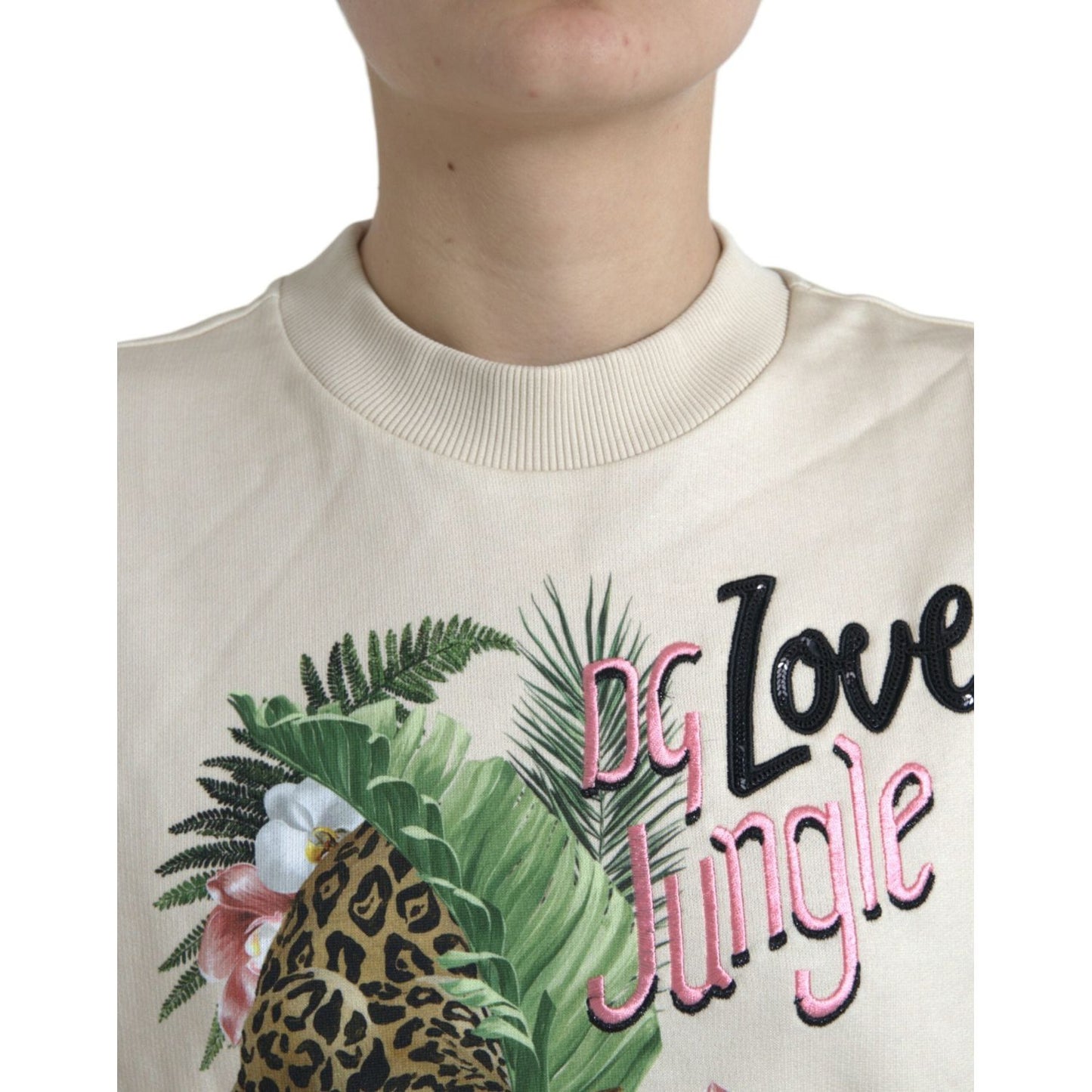 Dolce & Gabbana Elegant Jungle Print Crewneck Sweater Dolce & Gabbana Gray