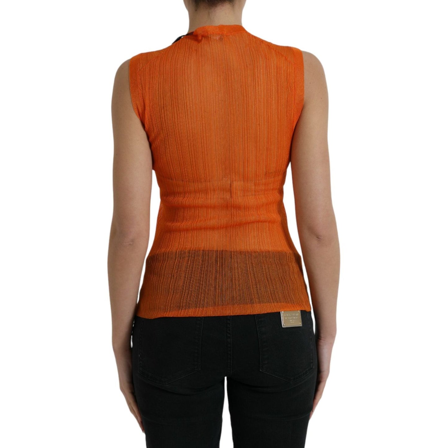 Dolce & Gabbana Chic Orange Crew Neck Tank Top Dolce & Gabbana Sienna