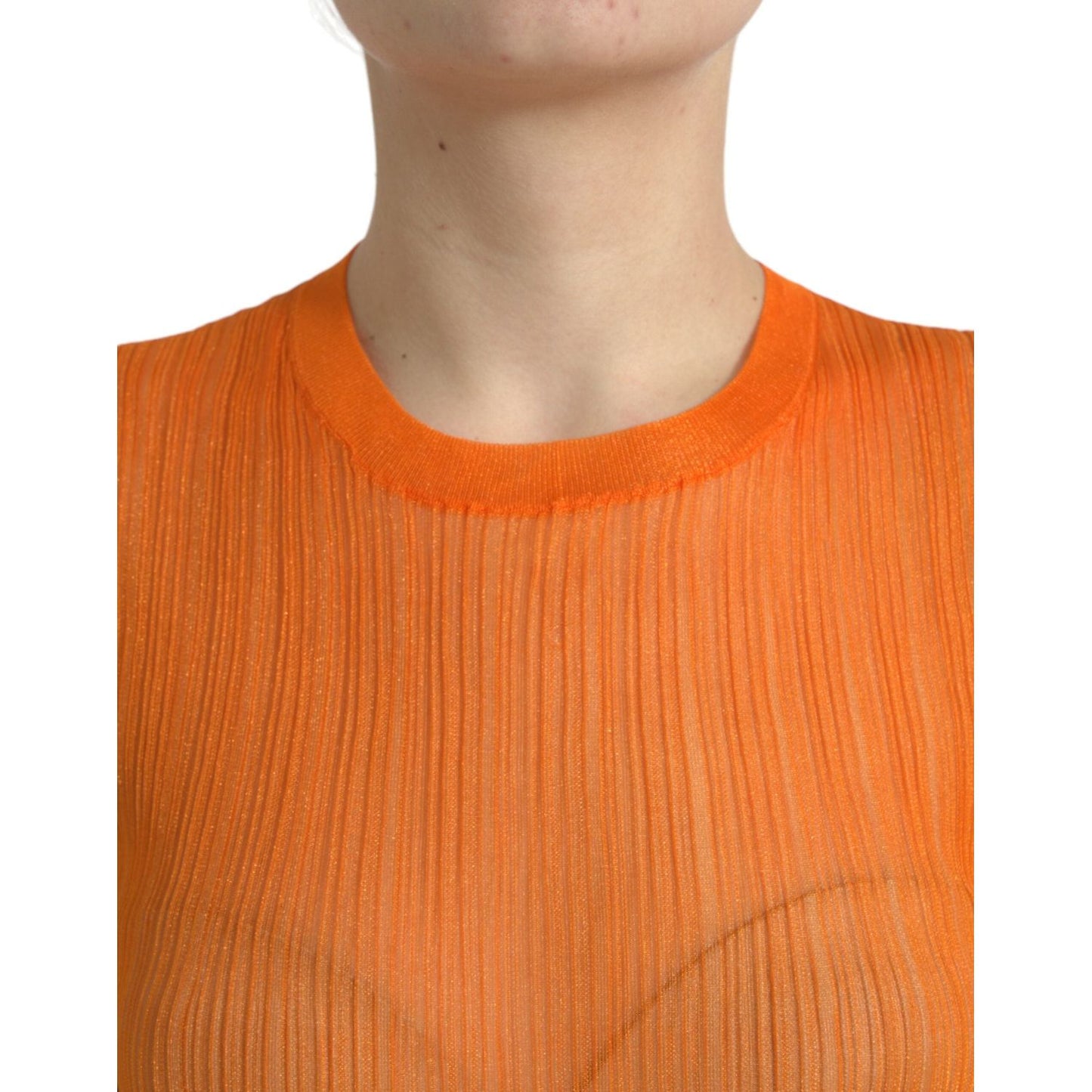 Dolce & Gabbana Chic Orange Crew Neck Tank Top Dolce & Gabbana Chocolate