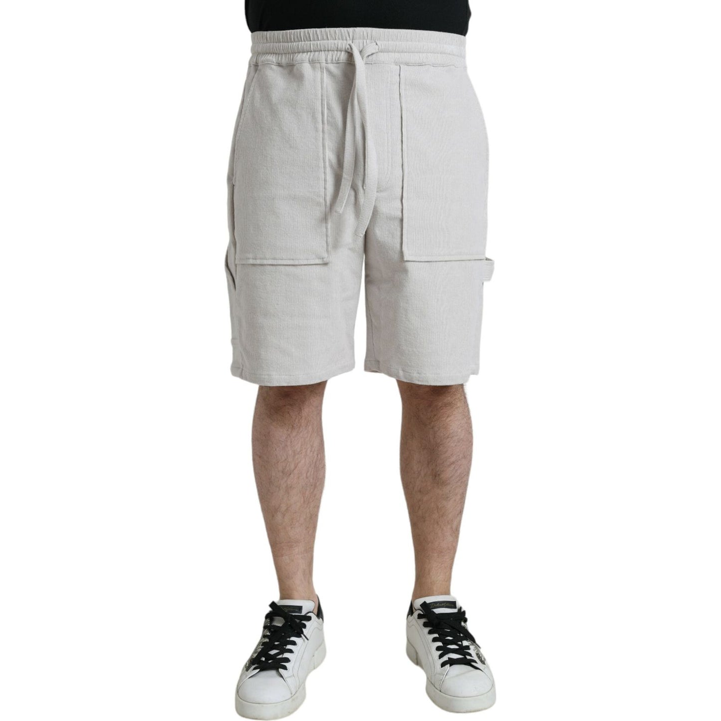 Dolce & Gabbana Beige Cotton Corduroy Men's Bermuda Shorts Dolce & Gabbana Gray