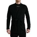 Dolce & Gabbana Black Cashmere Long Sleeves Belted Wrap Robe TSH851975-48