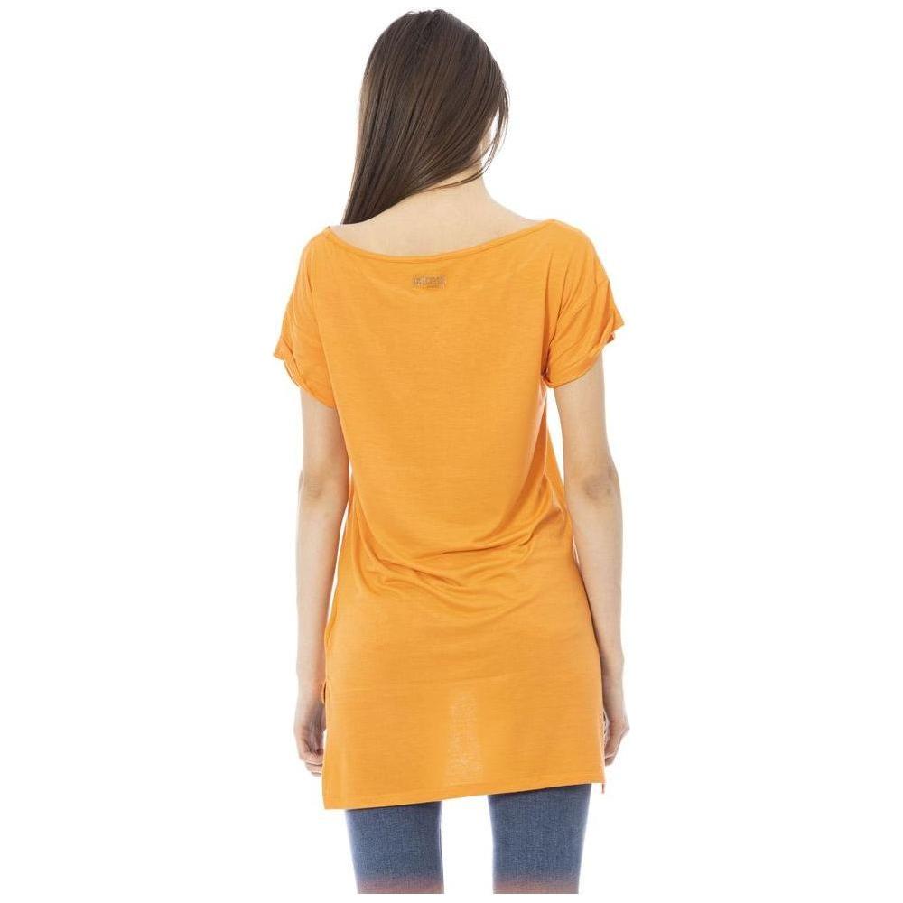 Just Cavalli Orange Cotton Women T-Shirt Just Cavalli Sandy Brown