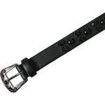 Dolce & Gabbana Black Embellished Leather Engraved Buckle Belt WMB343-95