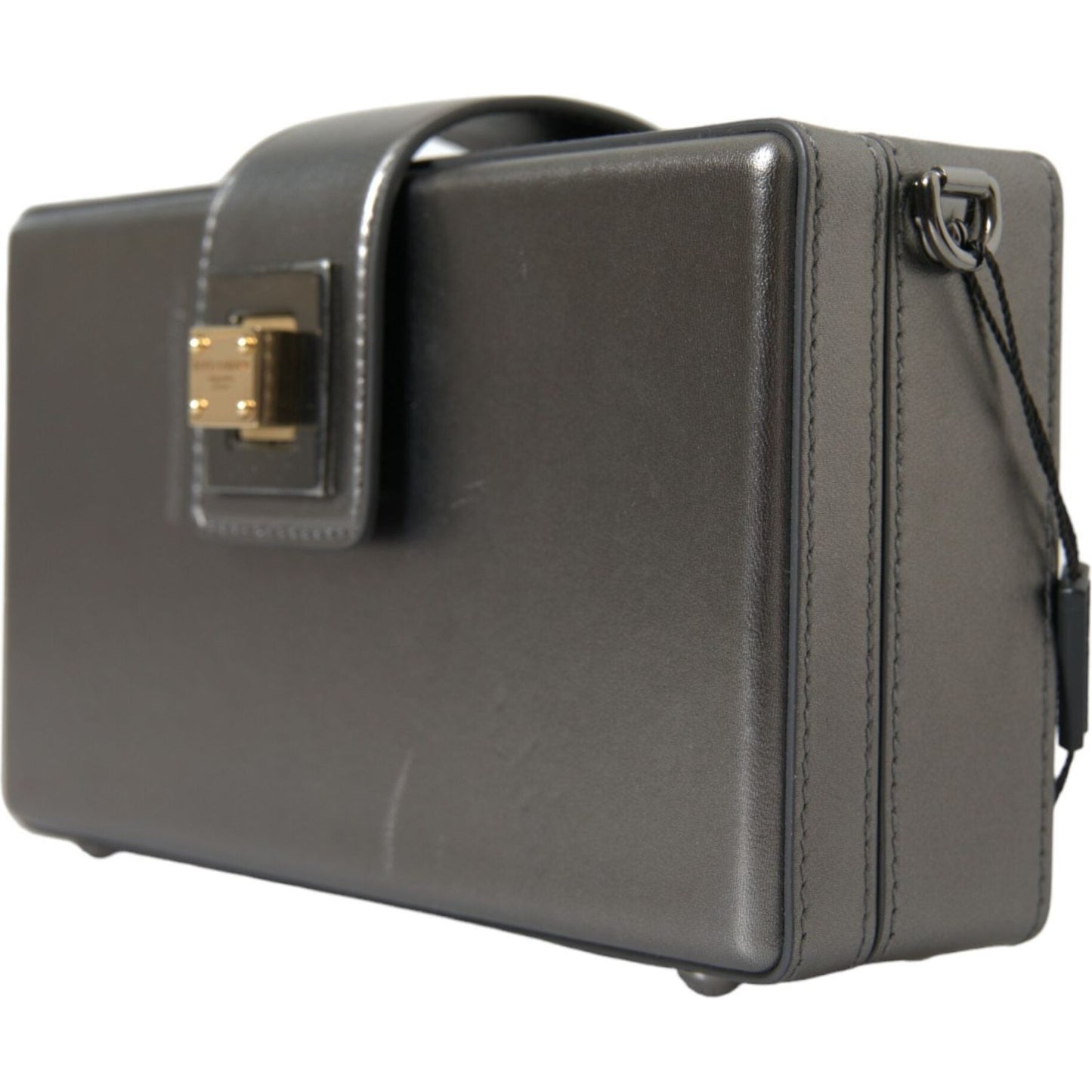 Dolce & Gabbana Metallic Gray Calfskin Shoulder Bag with Chain Strap Dolce & Gabbana Dim Gray