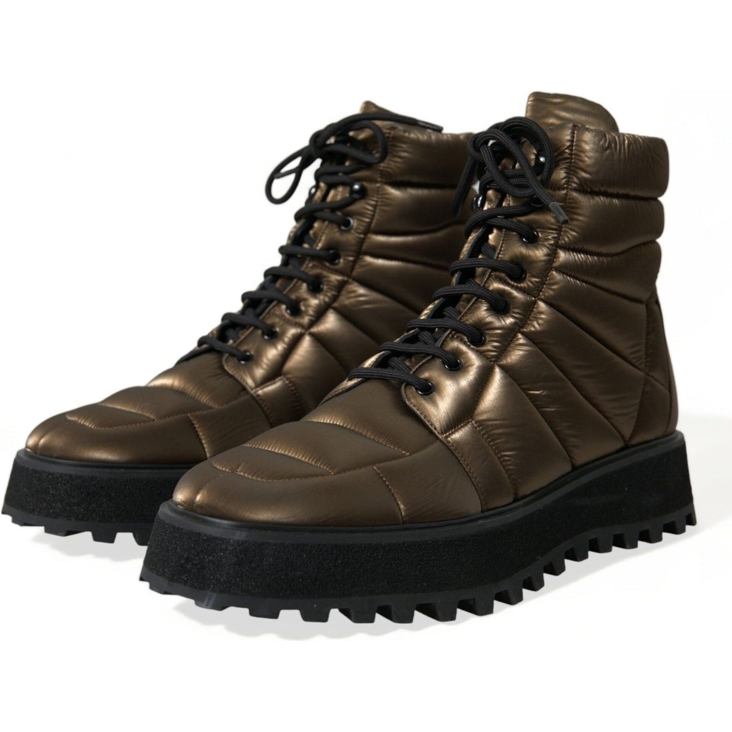 Dolce & Gabbana Bronze Plateau Padded Boots with DG Logo Plate Dolce & Gabbana Dark Slate Gray