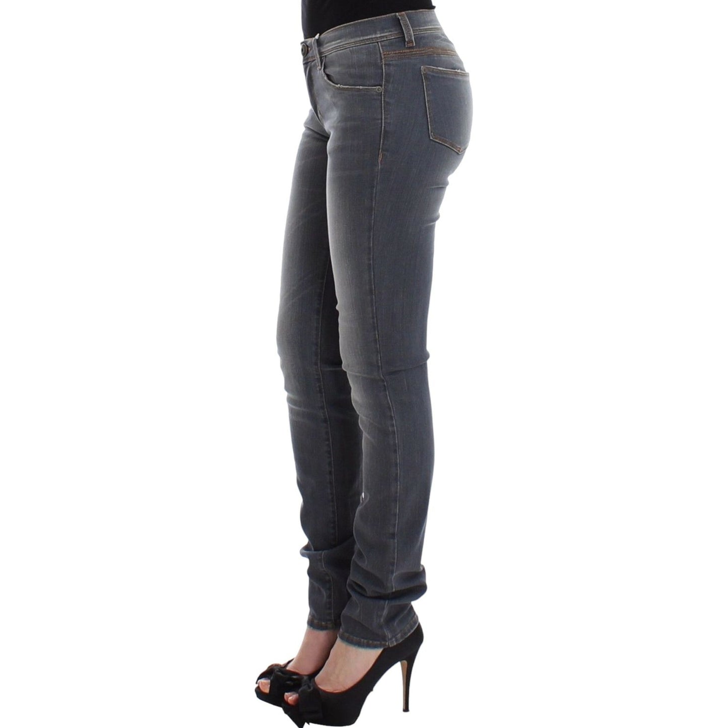 Ermanno Scervino Chic Gray Slim-Fit Skinny Jeans Ermanno Scervino Dark Slate Gray