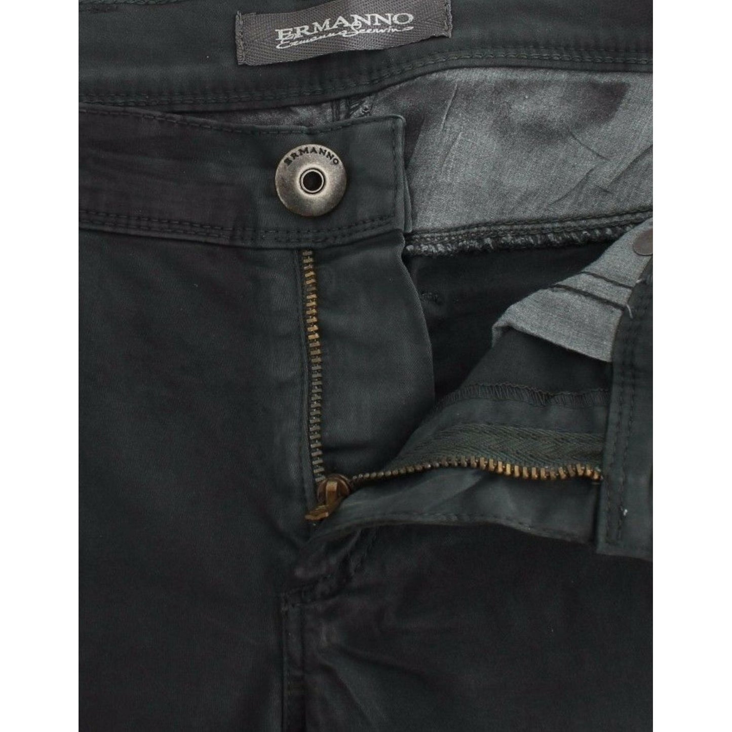 Ermanno Scervino Elegant Dark Green Slim Fit Jeans Ermanno Scervino Dark Slate Gray
