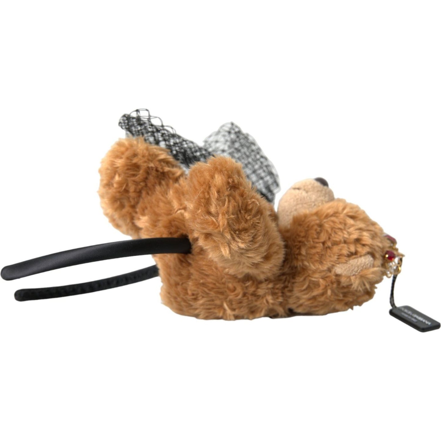 Dolce & Gabbana Brown Teddy Bear Gold Crystal Crown Hair Band Diadem Dolce & Gabbana Sienna