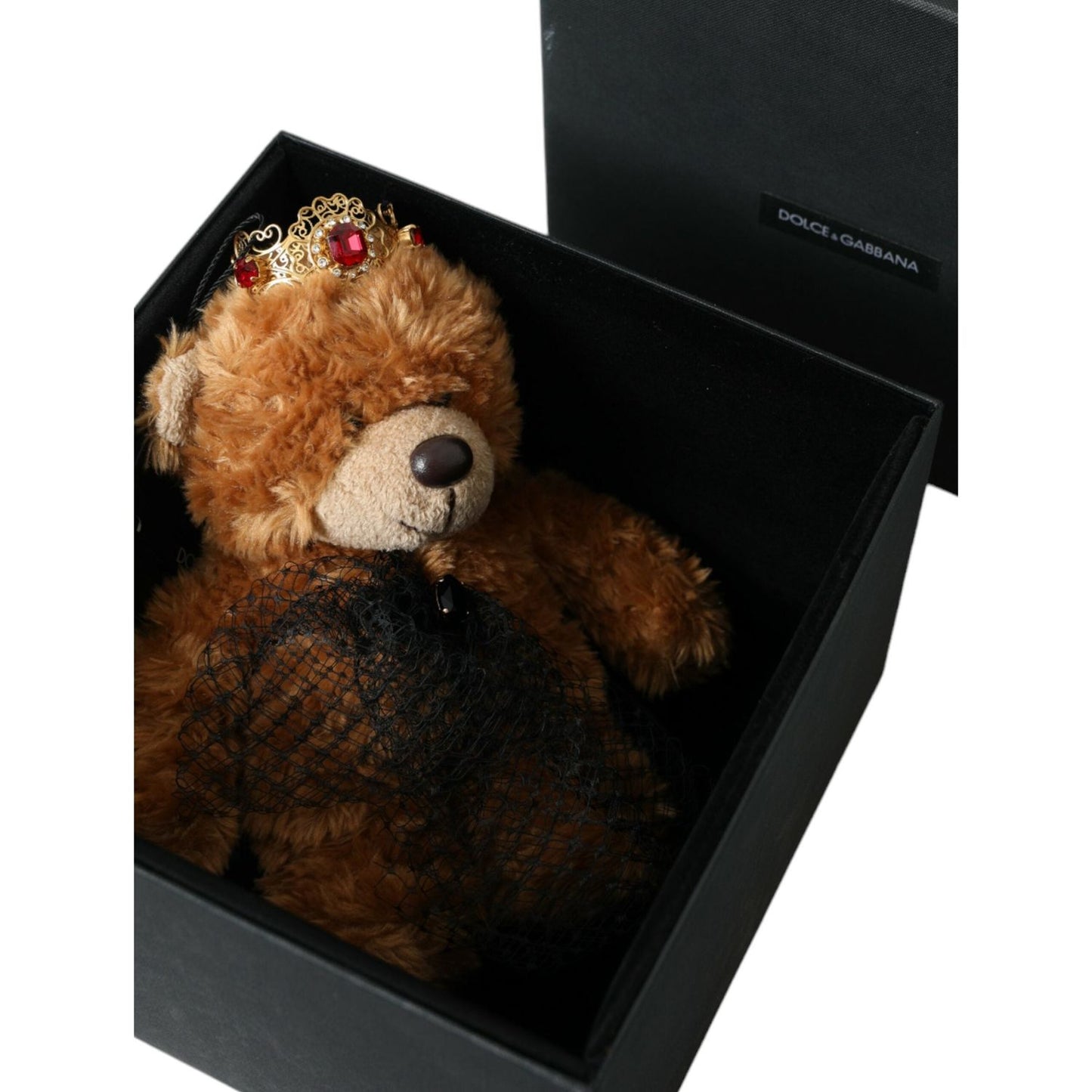 Dolce & Gabbana Brown Teddy Bear Gold Crystal Crown Hair Band Diadem Dolce & Gabbana Black