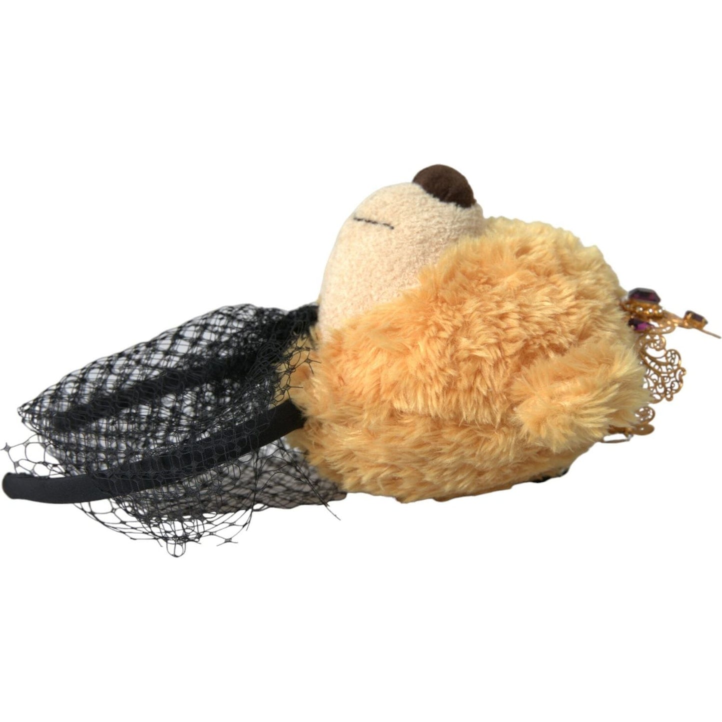 Dolce & Gabbana Brown Teddy Bear Gold Crystal Crown Hair Band Diadem Dolce & Gabbana Dark Khaki
