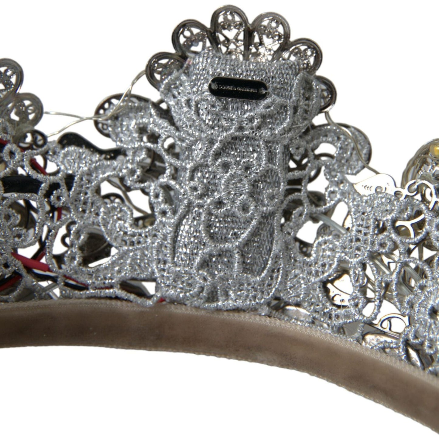 Dolce & Gabbana Silver Brass STRASS Crystal Crown Tiara LED Diadem Dolce & Gabbana Dim Gray