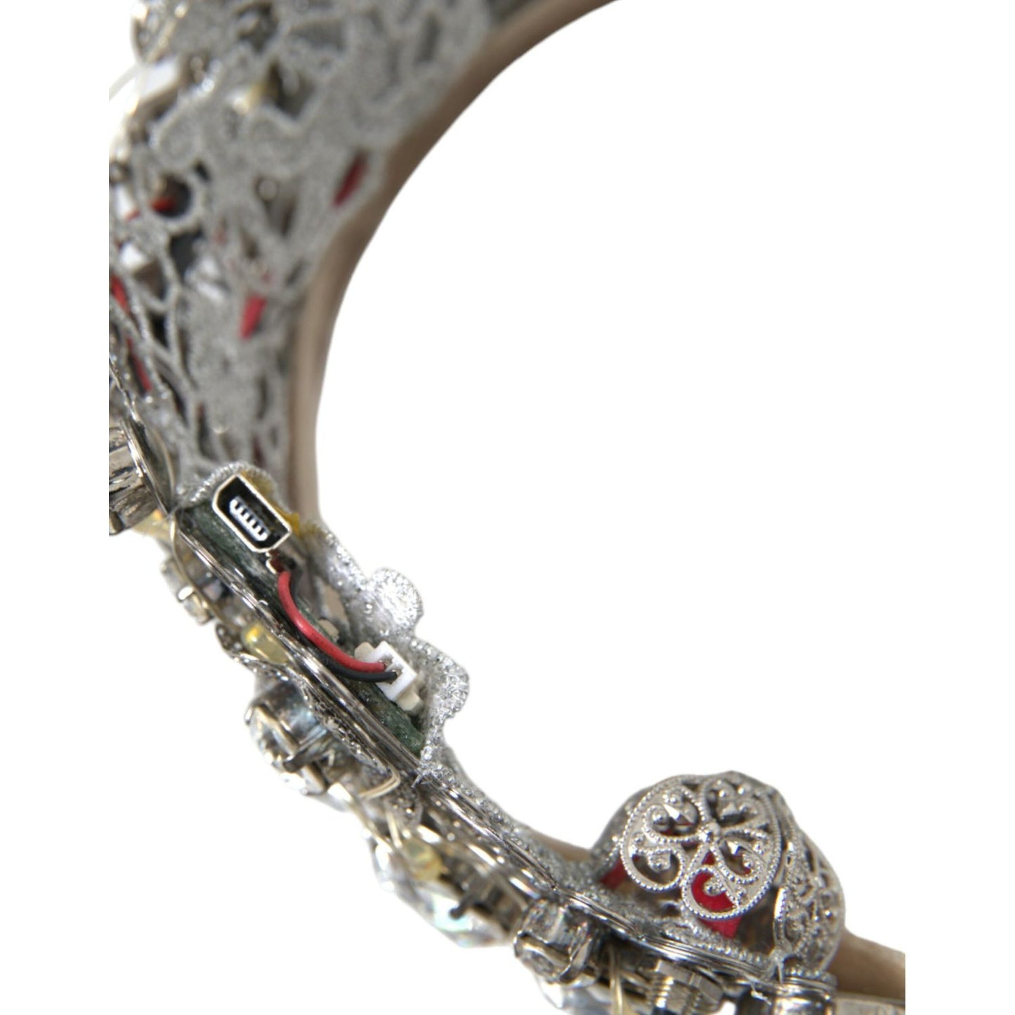 Dolce & Gabbana Silver Brass STRASS Crystal Crown Tiara LED Diadem Dolce & Gabbana Dim Gray