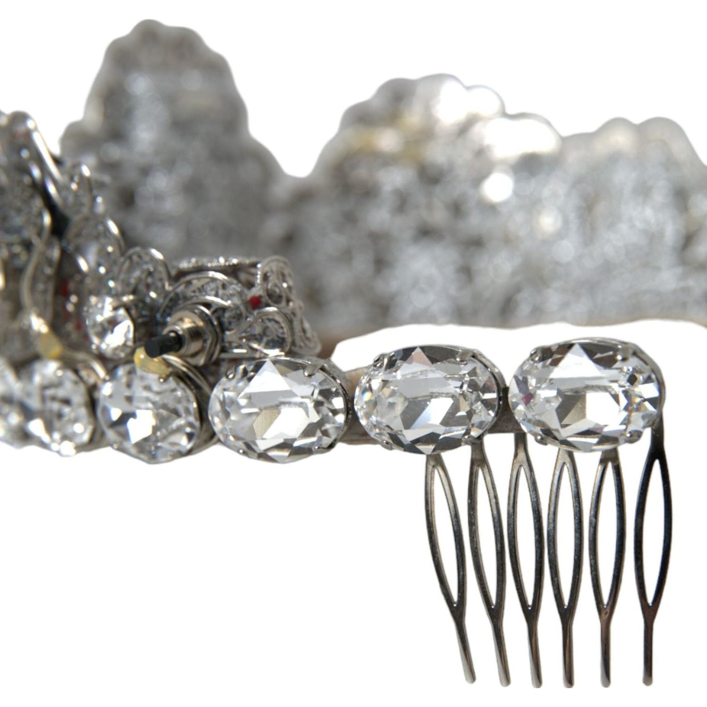 Dolce & Gabbana Silver Brass STRASS Crystal Crown Tiara LED Diadem Dolce & Gabbana Light Slate Gray