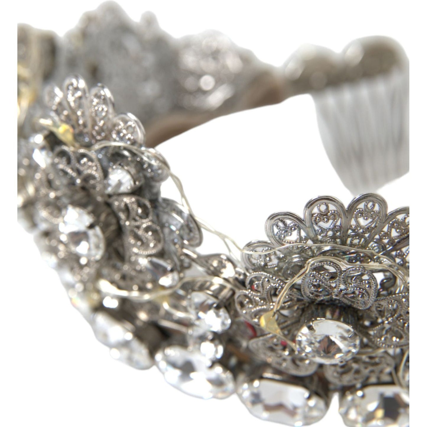 Dolce & Gabbana Silver Brass STRASS Crystal Crown Tiara LED Diadem Dolce & Gabbana Light Slate Gray