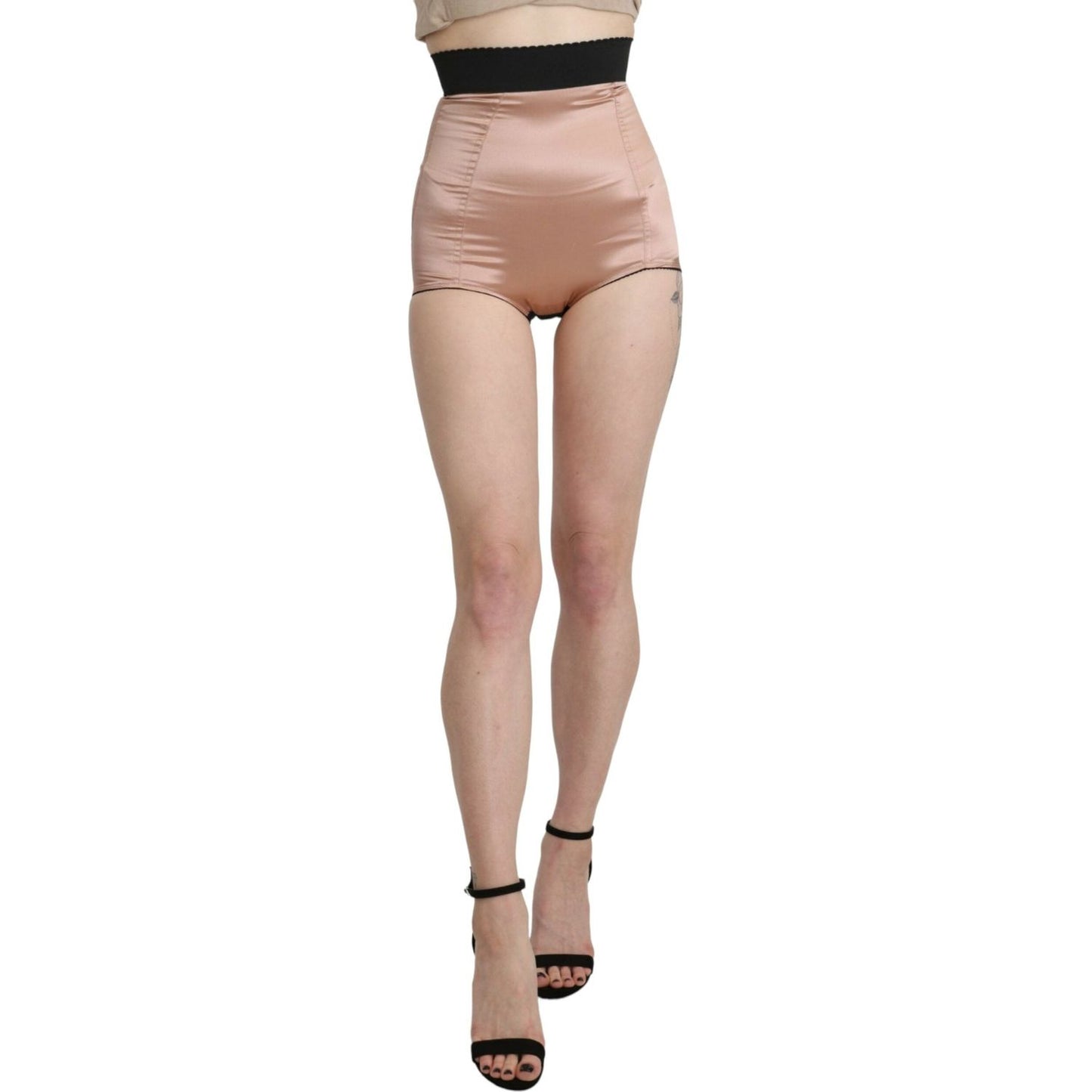 Dolce & Gabbana Silk High Waist Mini Hot Pants Dolce & Gabbana Rosy Brown