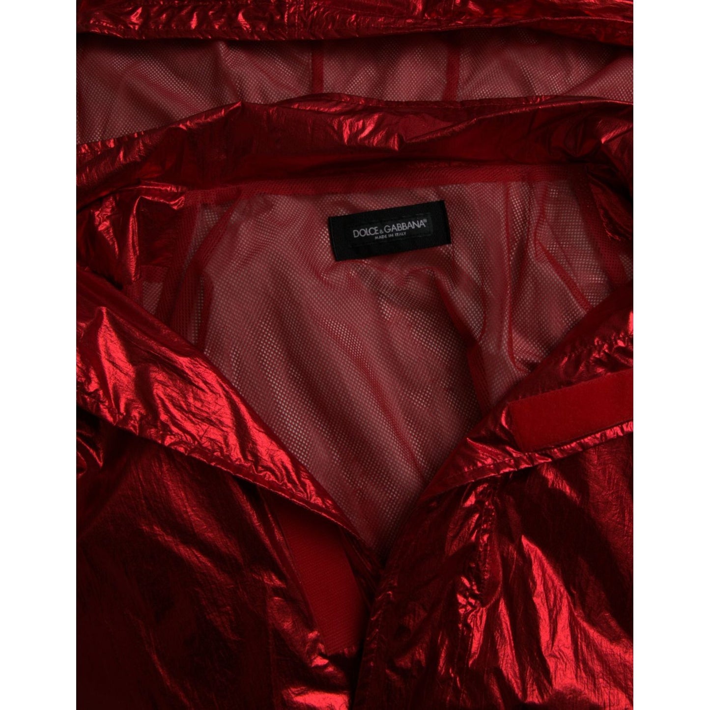Dolce & Gabbana Red Nylon Hooded Pullover Sweatshirt Jacket Dolce & Gabbana Black