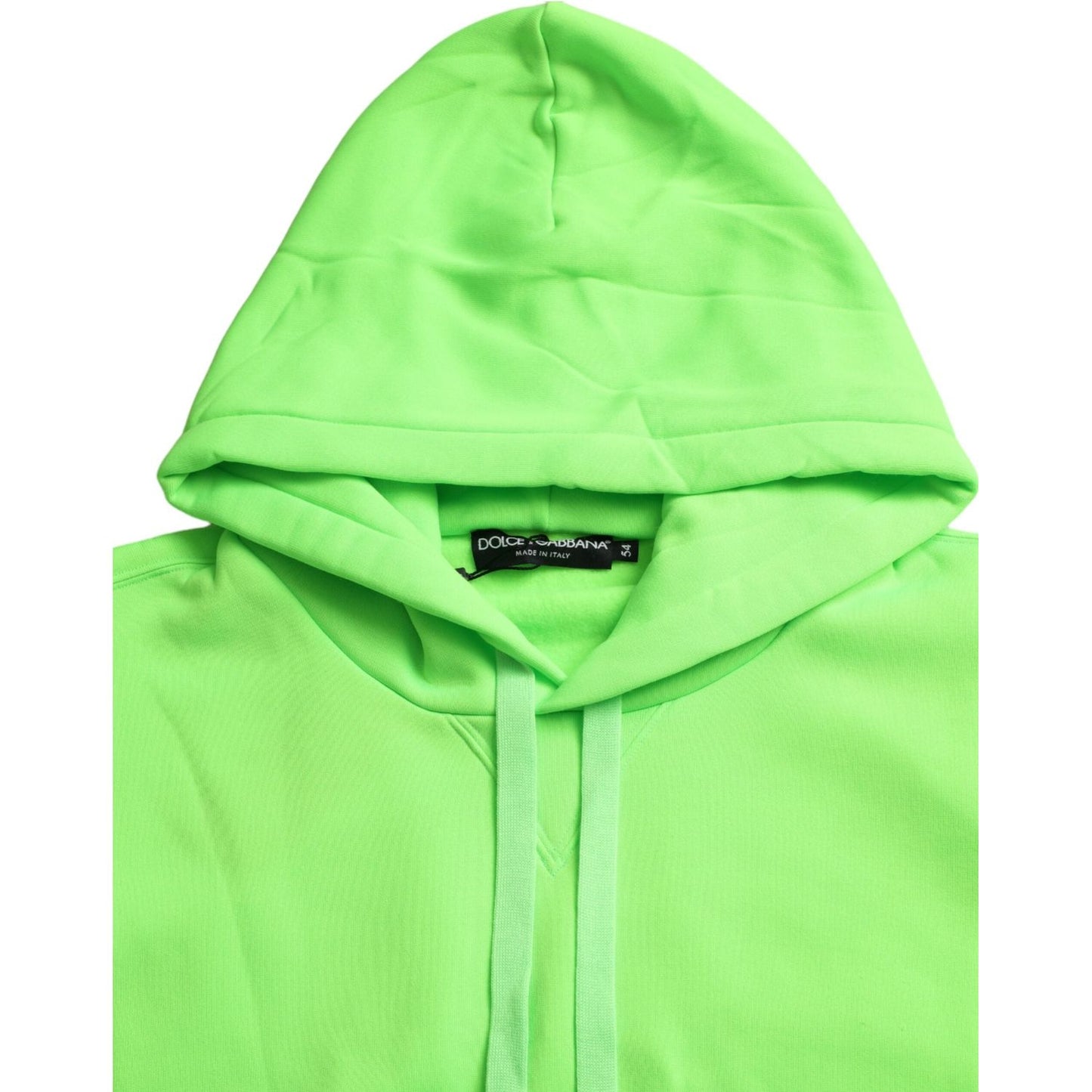 Dolce & Gabbana Neon Green Hooded Top Pullover Sweater Dolce & Gabbana Light Green