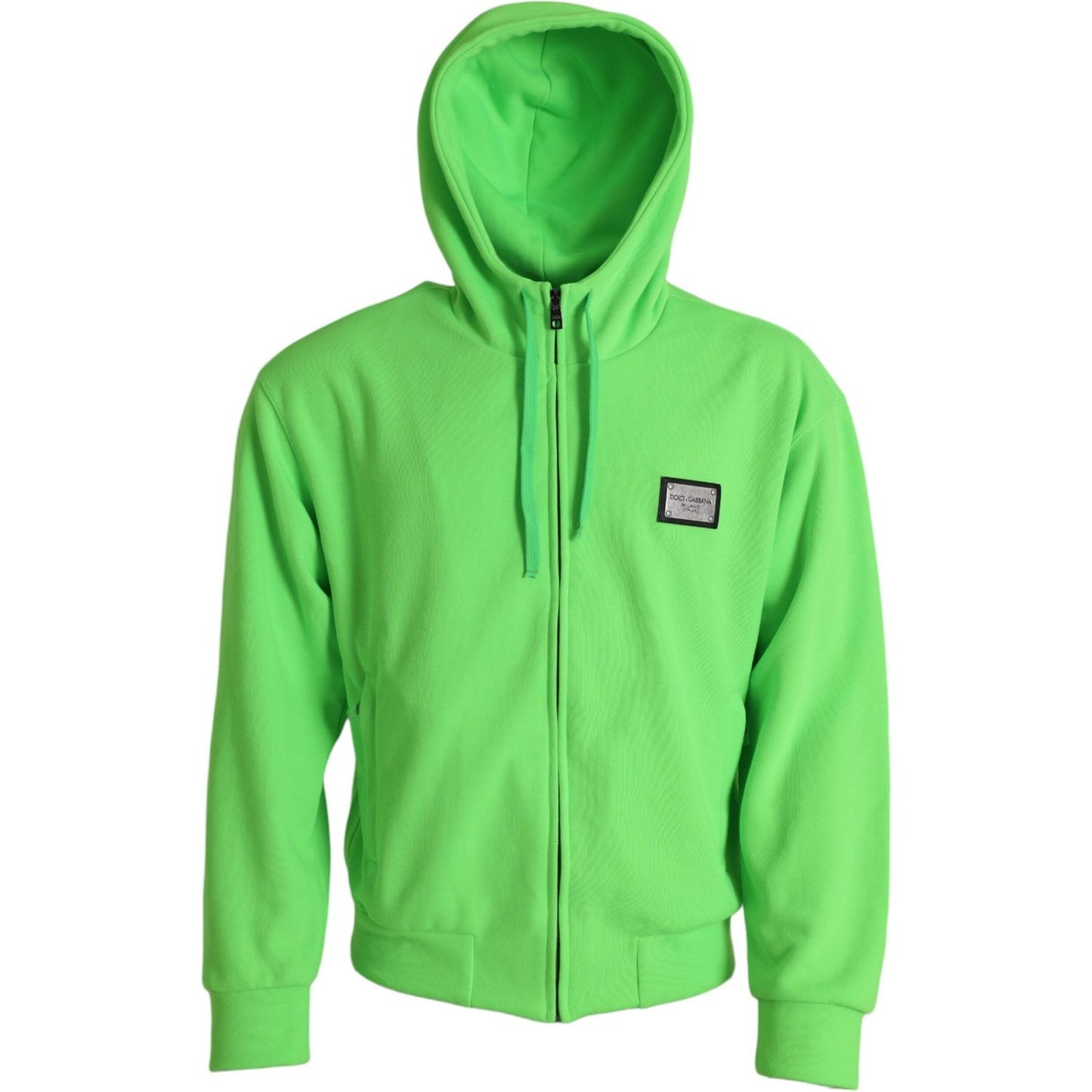 Dolce & Gabbana Neon Green Hooded Full Zip Top Sweater Dolce & Gabbana Dark Sea Green