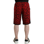 Dolce & Gabbana Red Leopard Print Viscose Bermuda Shorts
