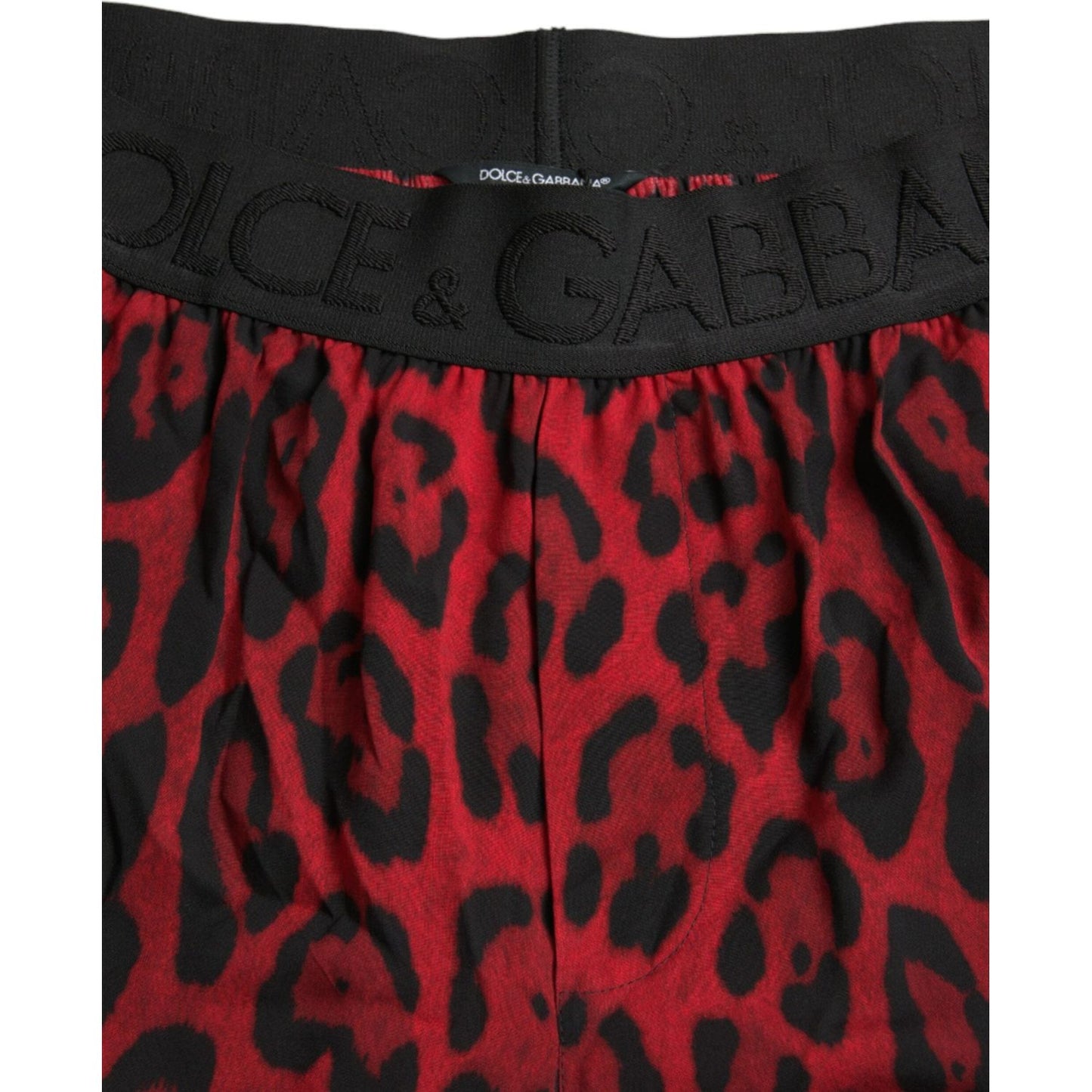 Dolce & Gabbana Red Leopard Print Viscose Bermuda Shorts Dolce & Gabbana Black