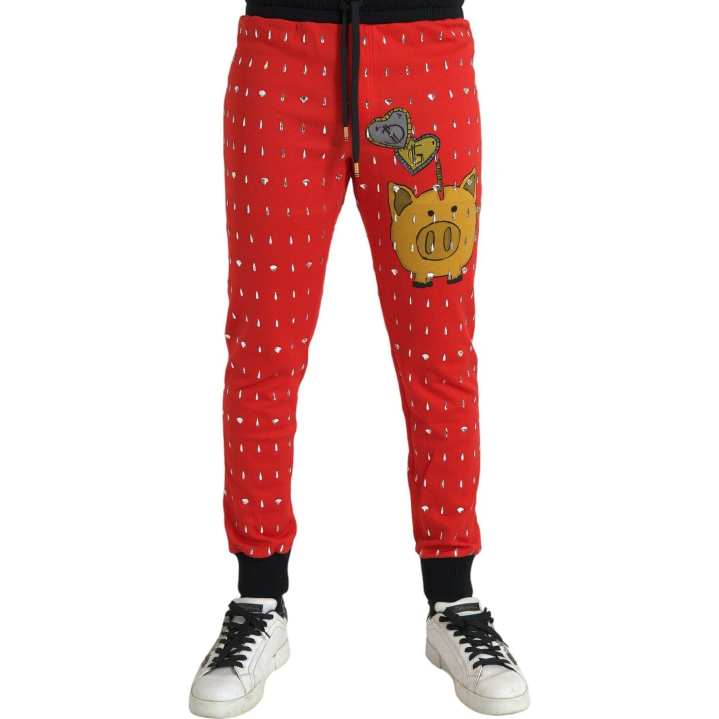 Dolce & Gabbana Red Year Of The Pig Jogger Sweatpants Pants Dolce & Gabbana Firebrick