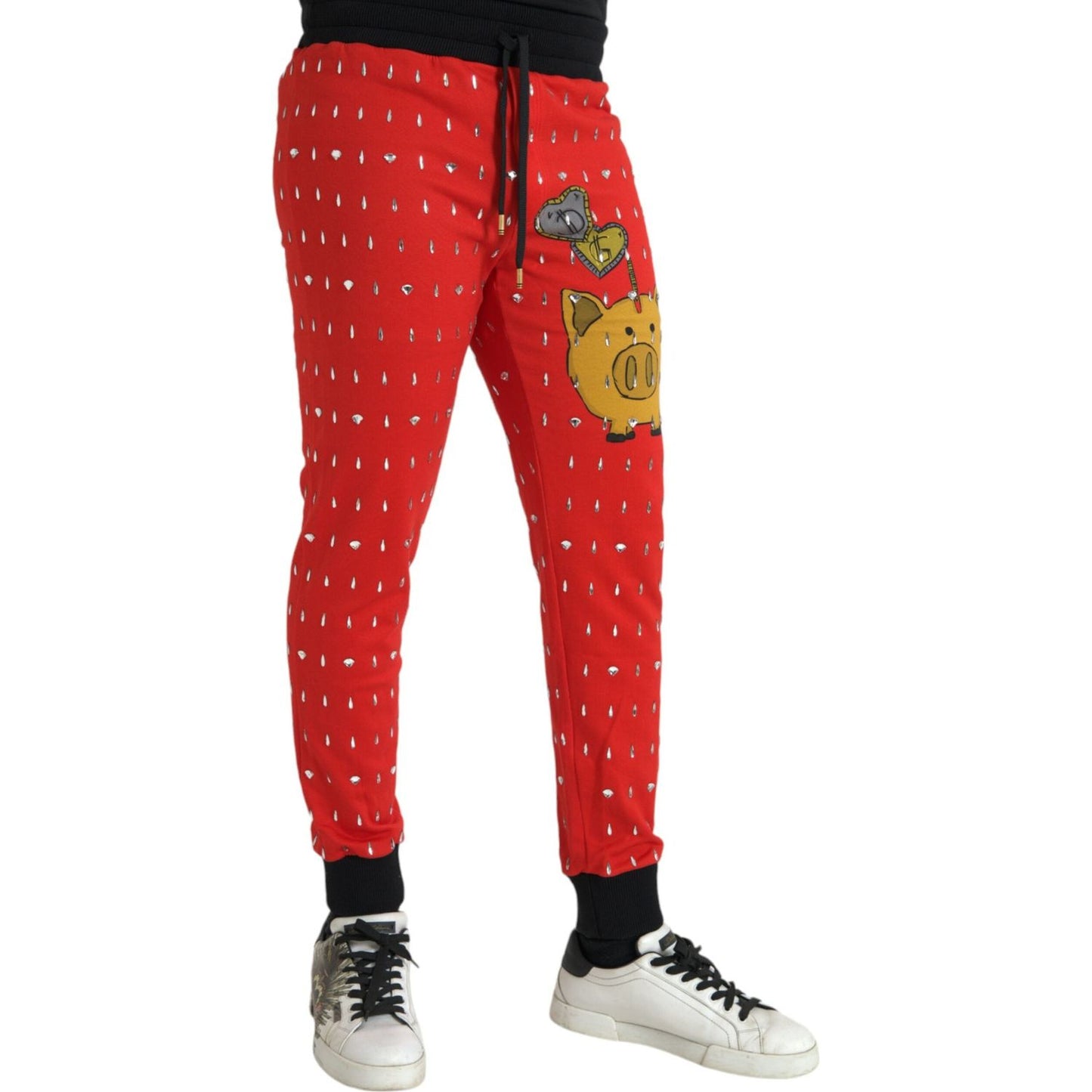 Dolce & Gabbana Red Year Of The Pig Jogger Sweatpants Pants Dolce & Gabbana Firebrick